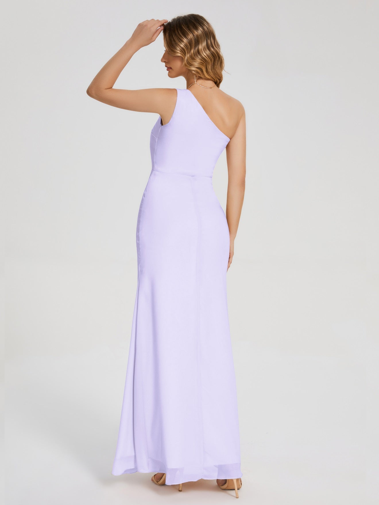 River Simple One-Shoulder-Träger Geschlitzt Chiffon Brautjungfernkleider