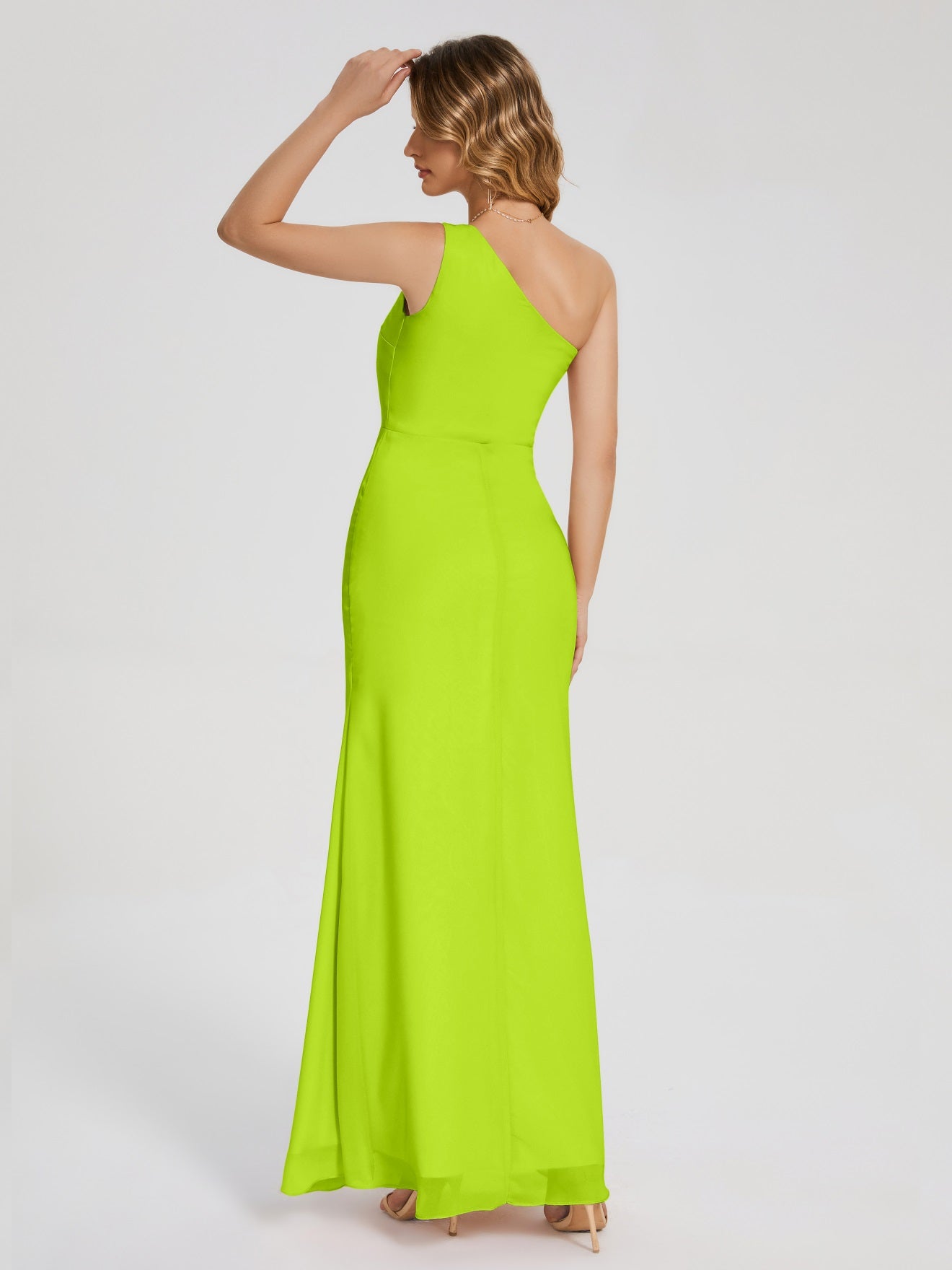 River Simple One-Shoulder-Träger Geschlitzt Chiffon Brautjungfernkleider