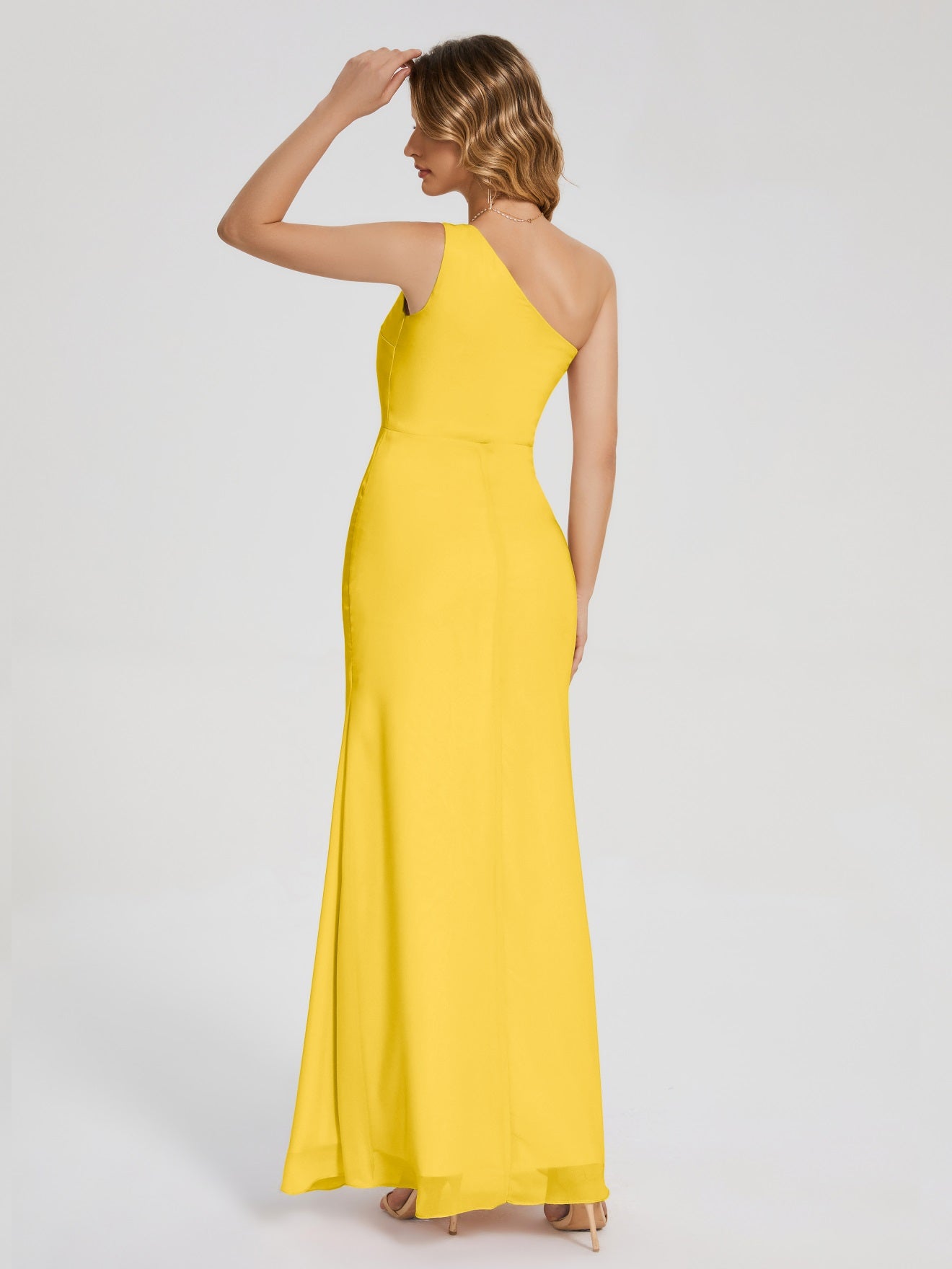River Simple One-Shoulder-Träger Geschlitzt Chiffon Brautjungfernkleider