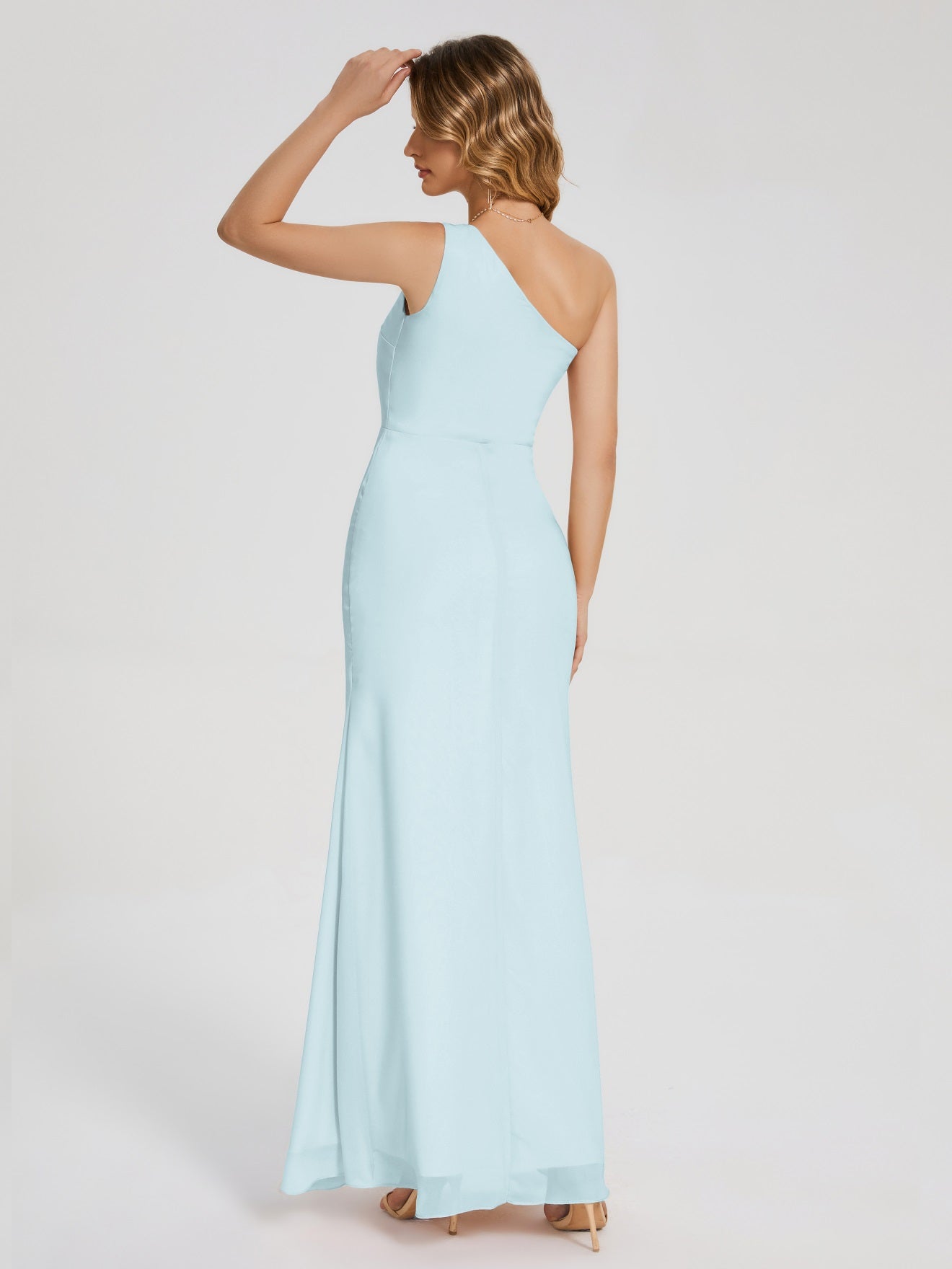 River Simple One-Shoulder-Träger Geschlitzt Chiffon Brautjungfernkleider