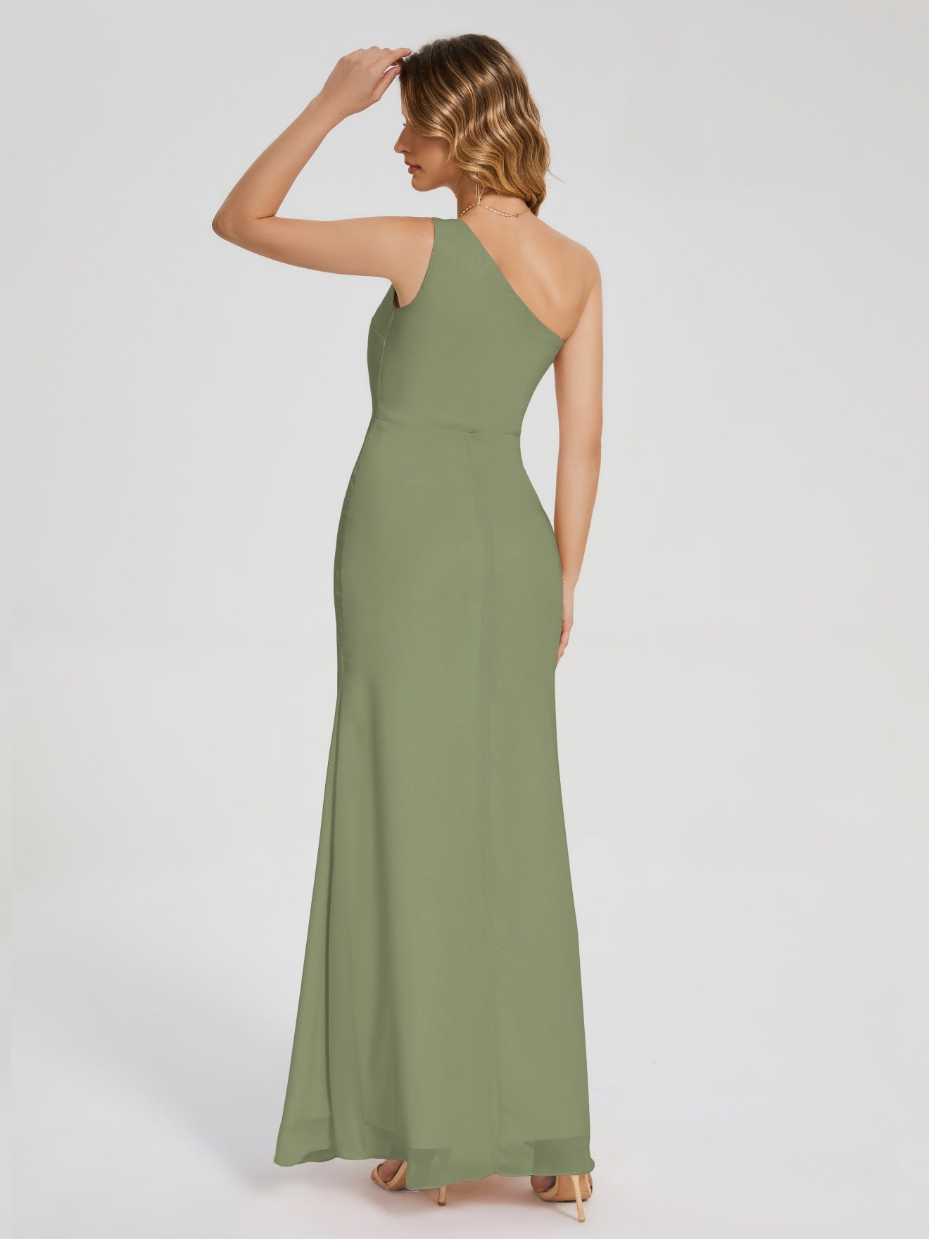 River Simple One-Shoulder-Träger Geschlitzt Chiffon Brautjungfernkleider