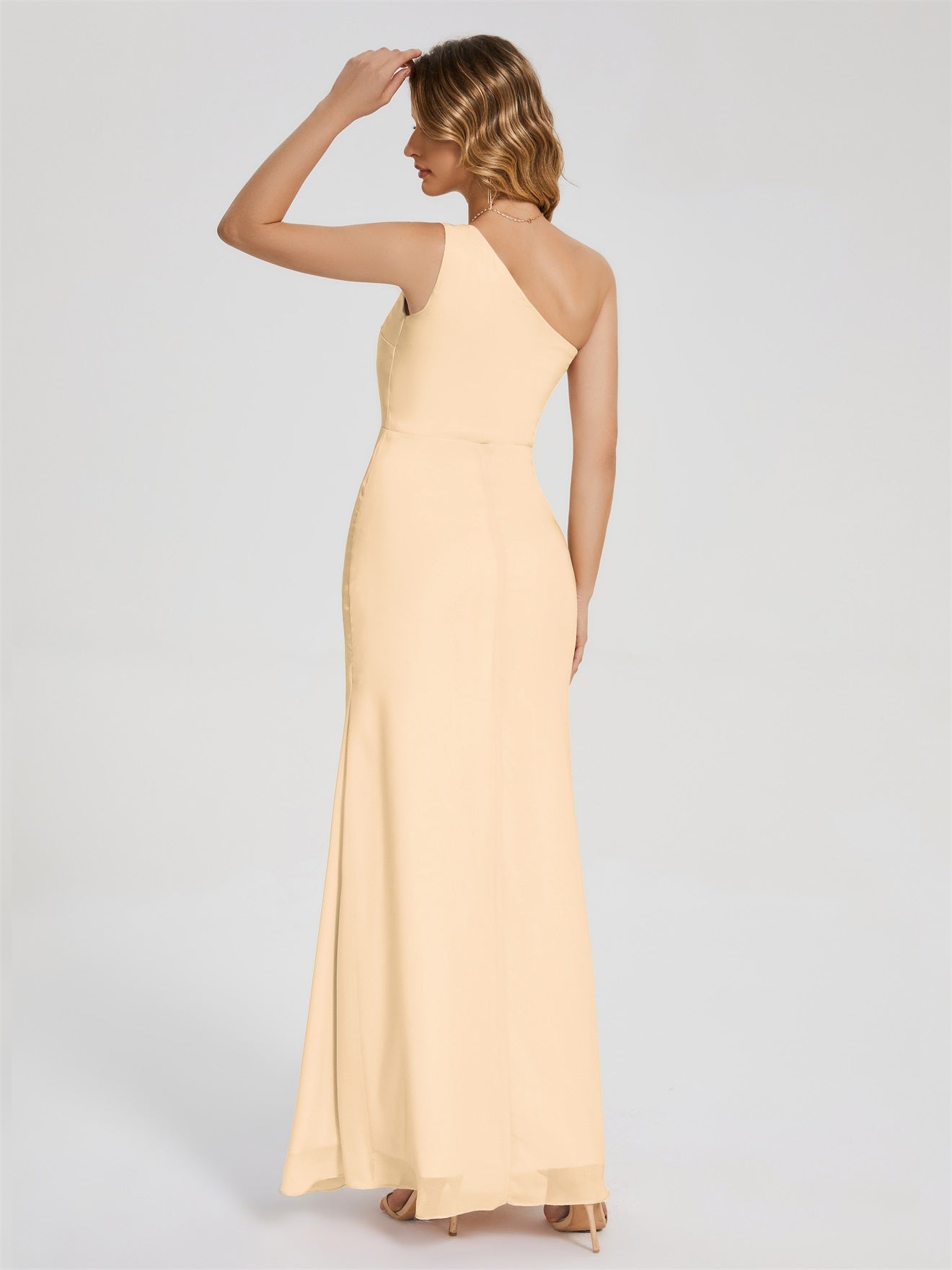 River Simple One-Shoulder-Träger Geschlitzt Chiffon Brautjungfernkleider