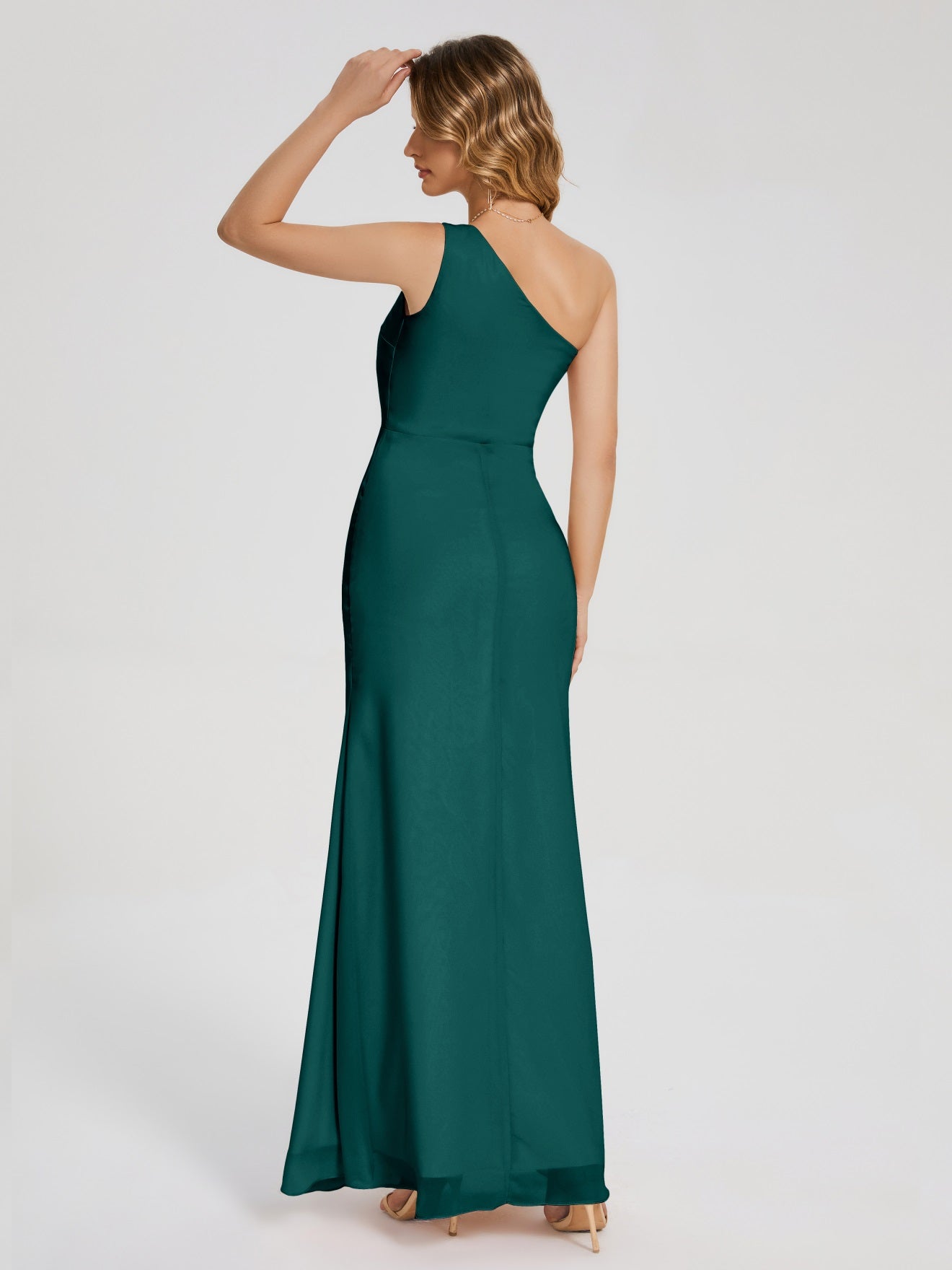 River Simple One-Shoulder-Träger Geschlitzt Chiffon Brautjungfernkleider