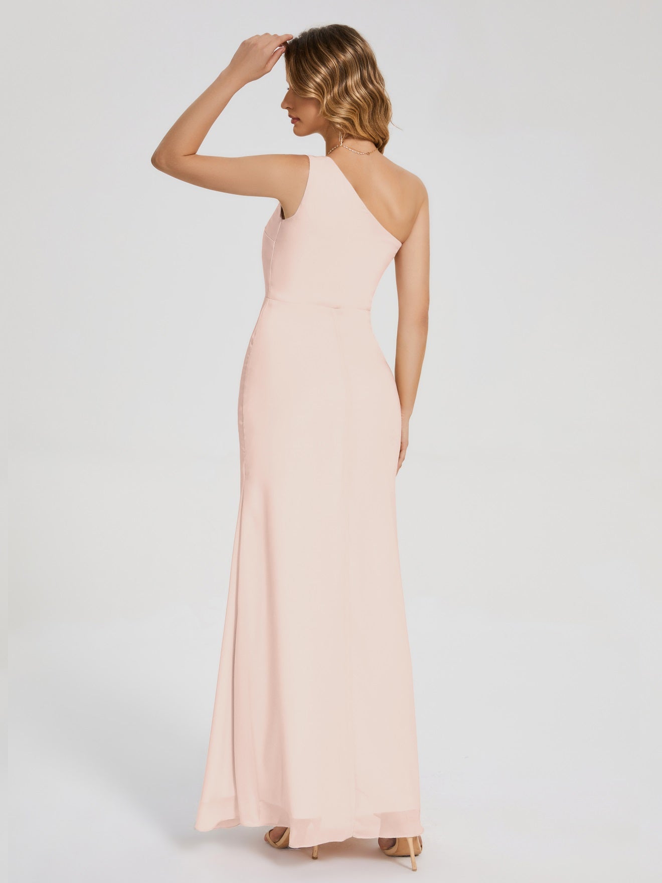 River Simple One-Shoulder-Träger Geschlitzt Chiffon Brautjungfernkleider
