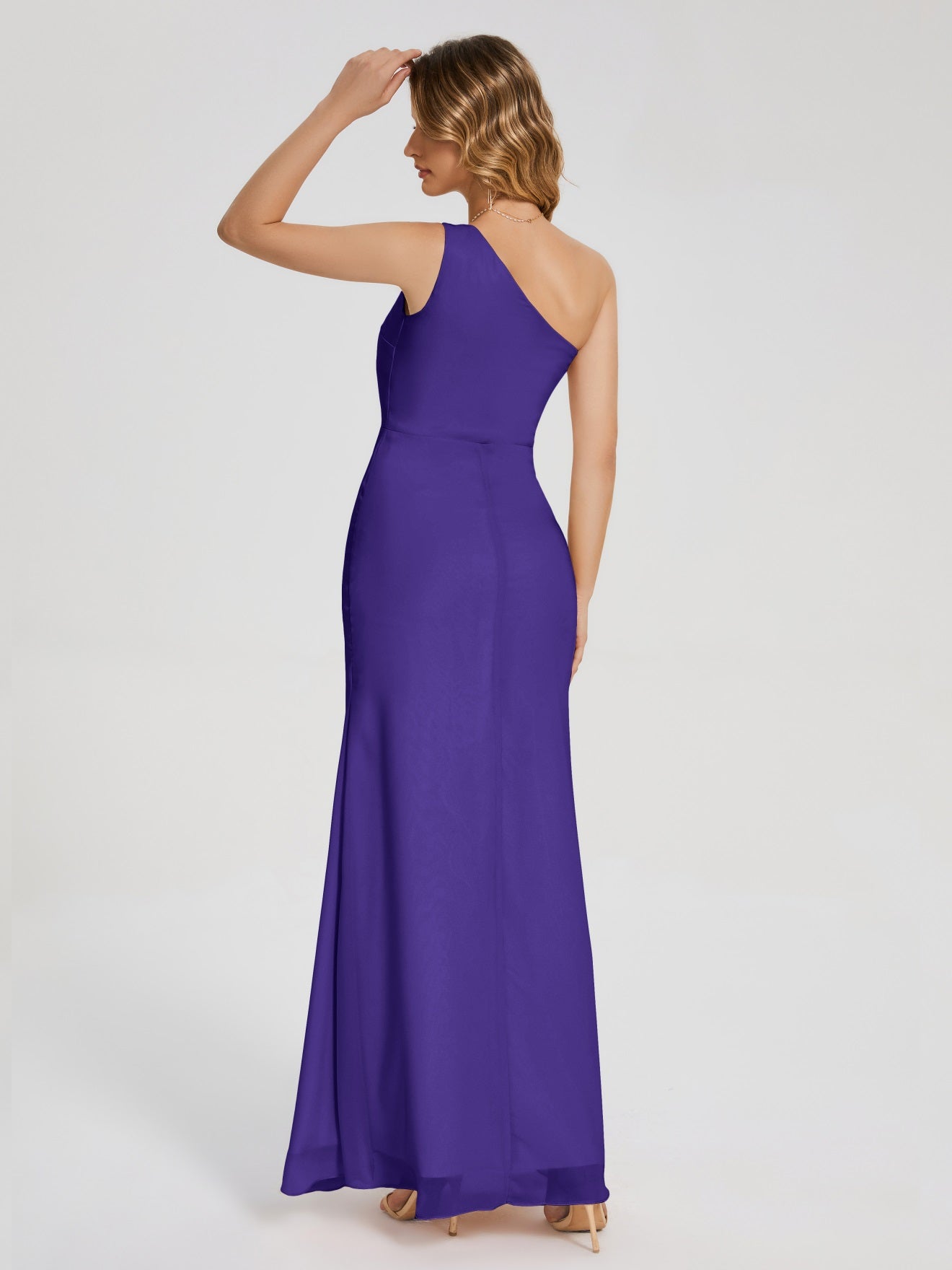 River Simple One-Shoulder-Träger Geschlitzt Chiffon Brautjungfernkleider