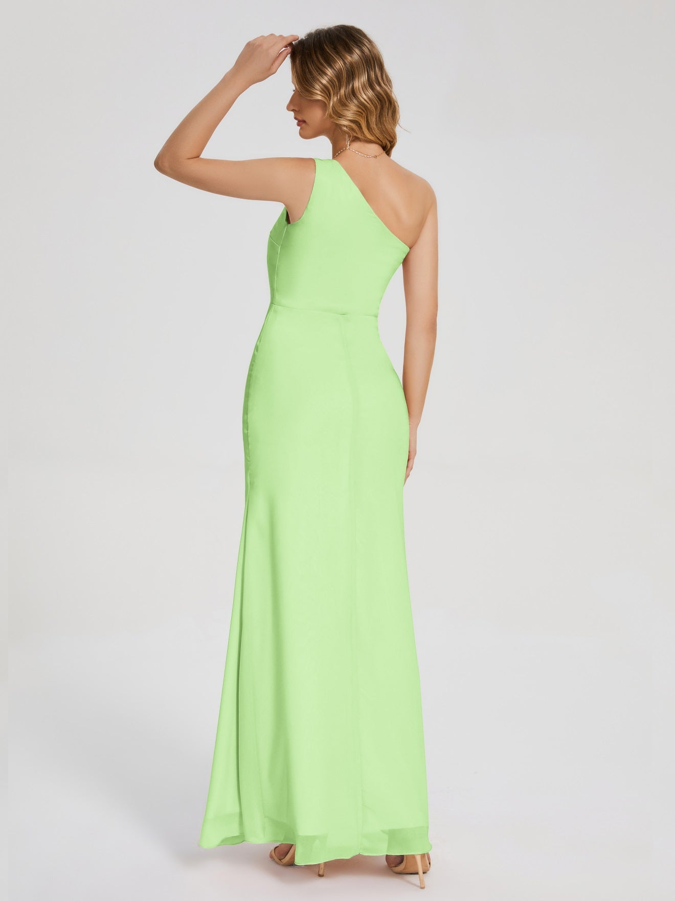 River Simple One-Shoulder-Träger Geschlitzt Chiffon Brautjungfernkleider