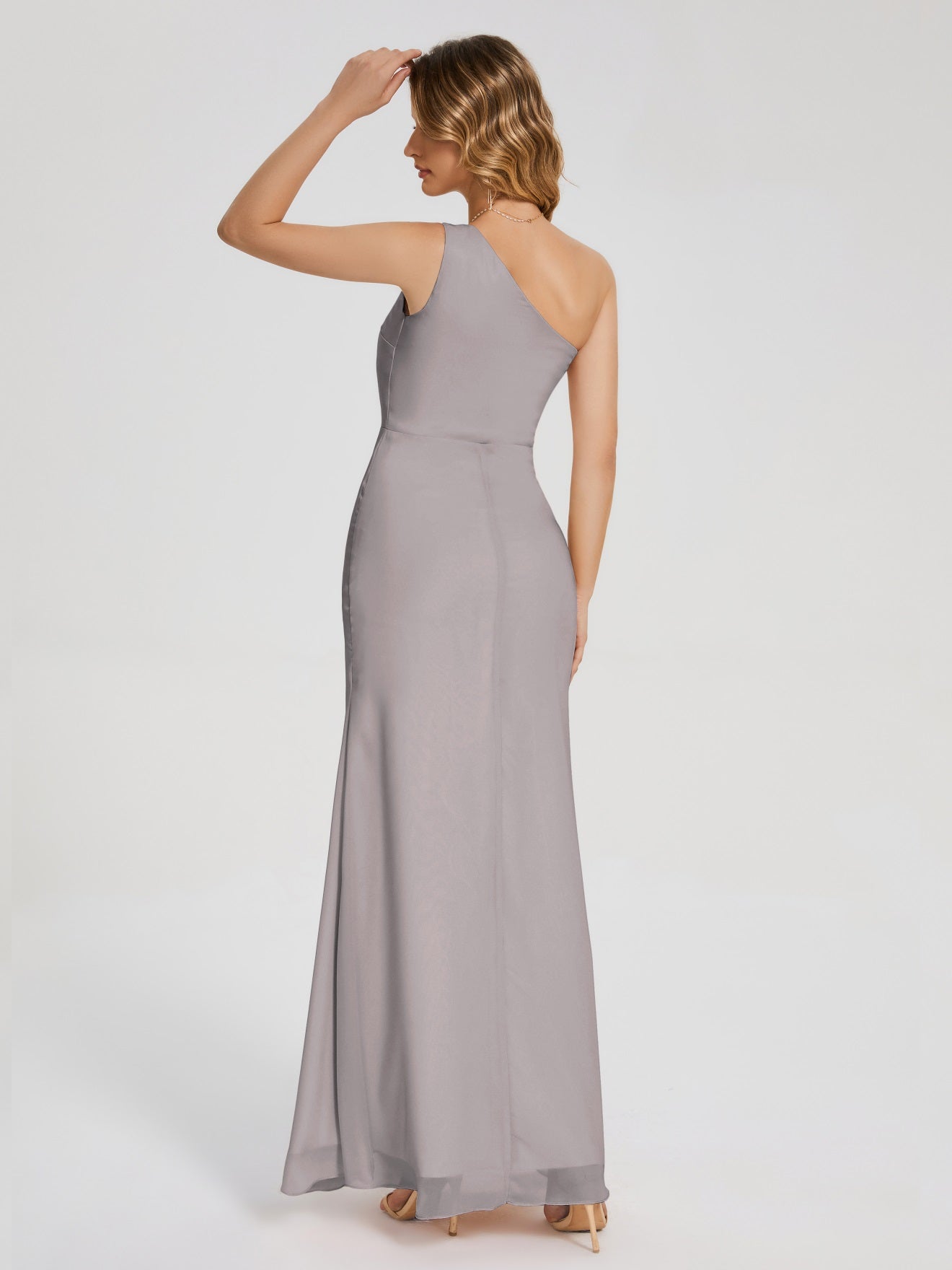 River Simple One-Shoulder-Träger Geschlitzt Chiffon Brautjungfernkleider