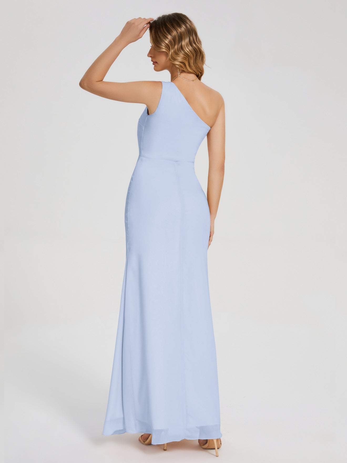 River Simple One-Shoulder-Träger Geschlitzt Chiffon Brautjungfernkleider