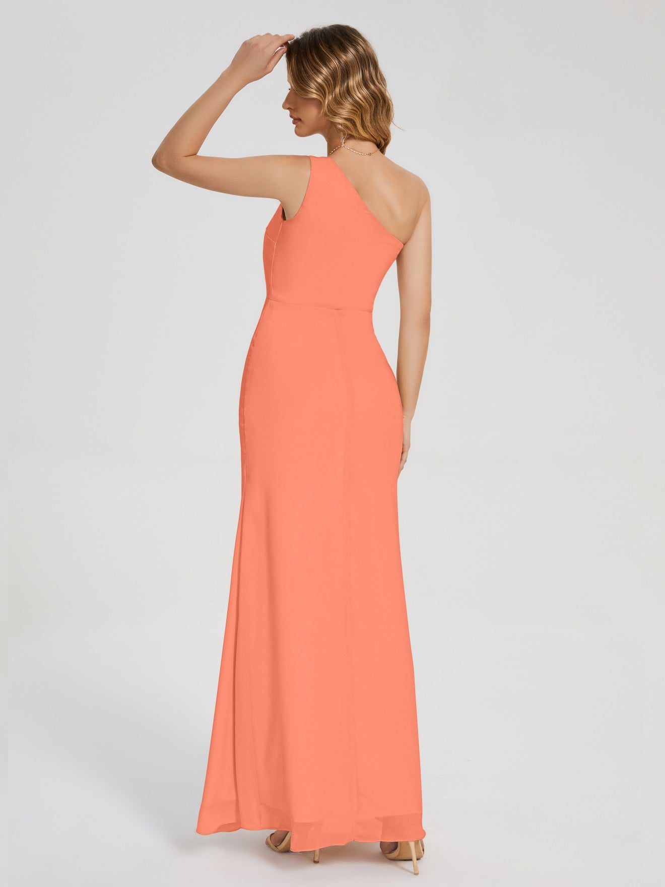 River Simple One-Shoulder-Träger Geschlitzt Chiffon Brautjungfernkleider
