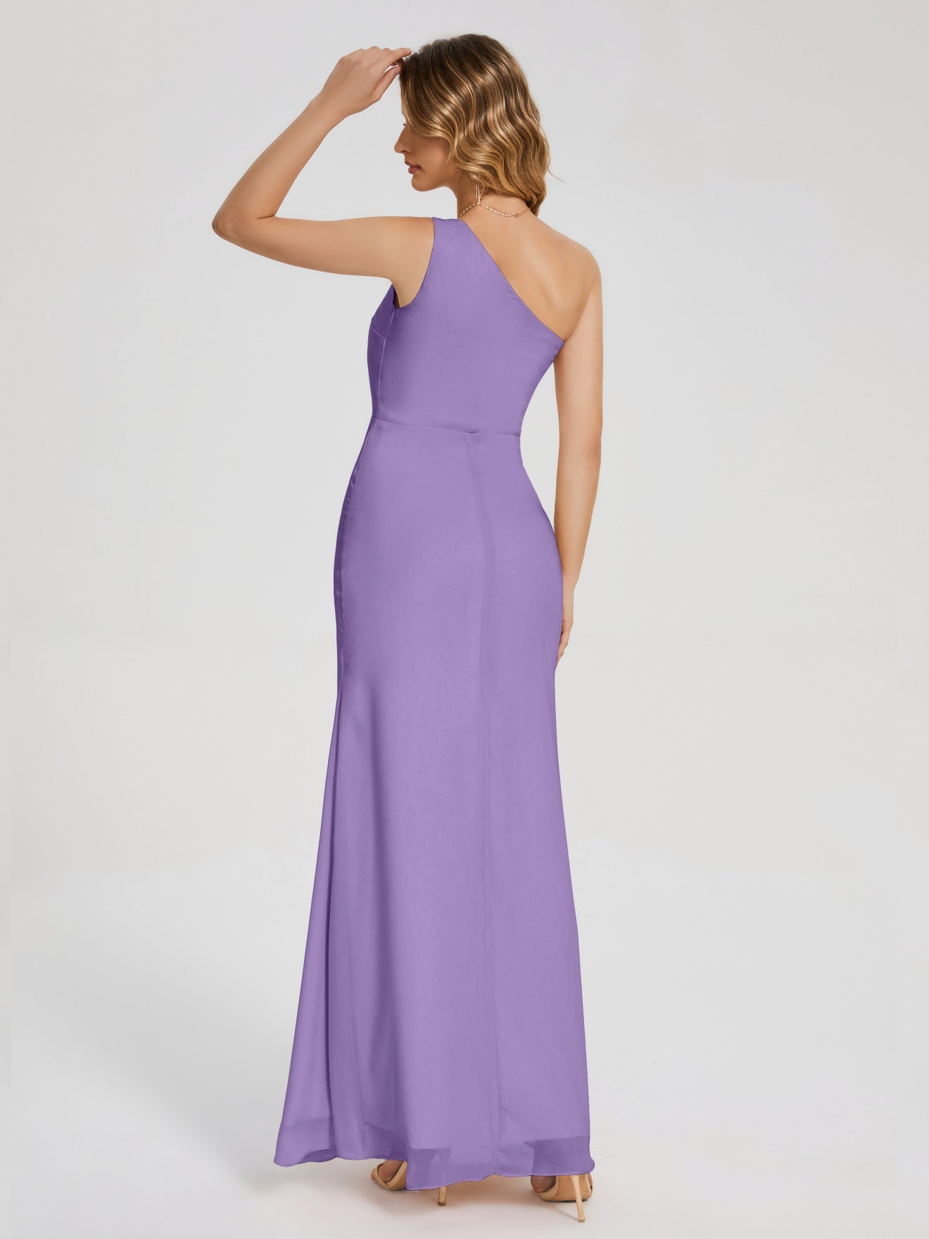 River Simple One-Shoulder-Träger Geschlitzt Chiffon Brautjungfernkleider