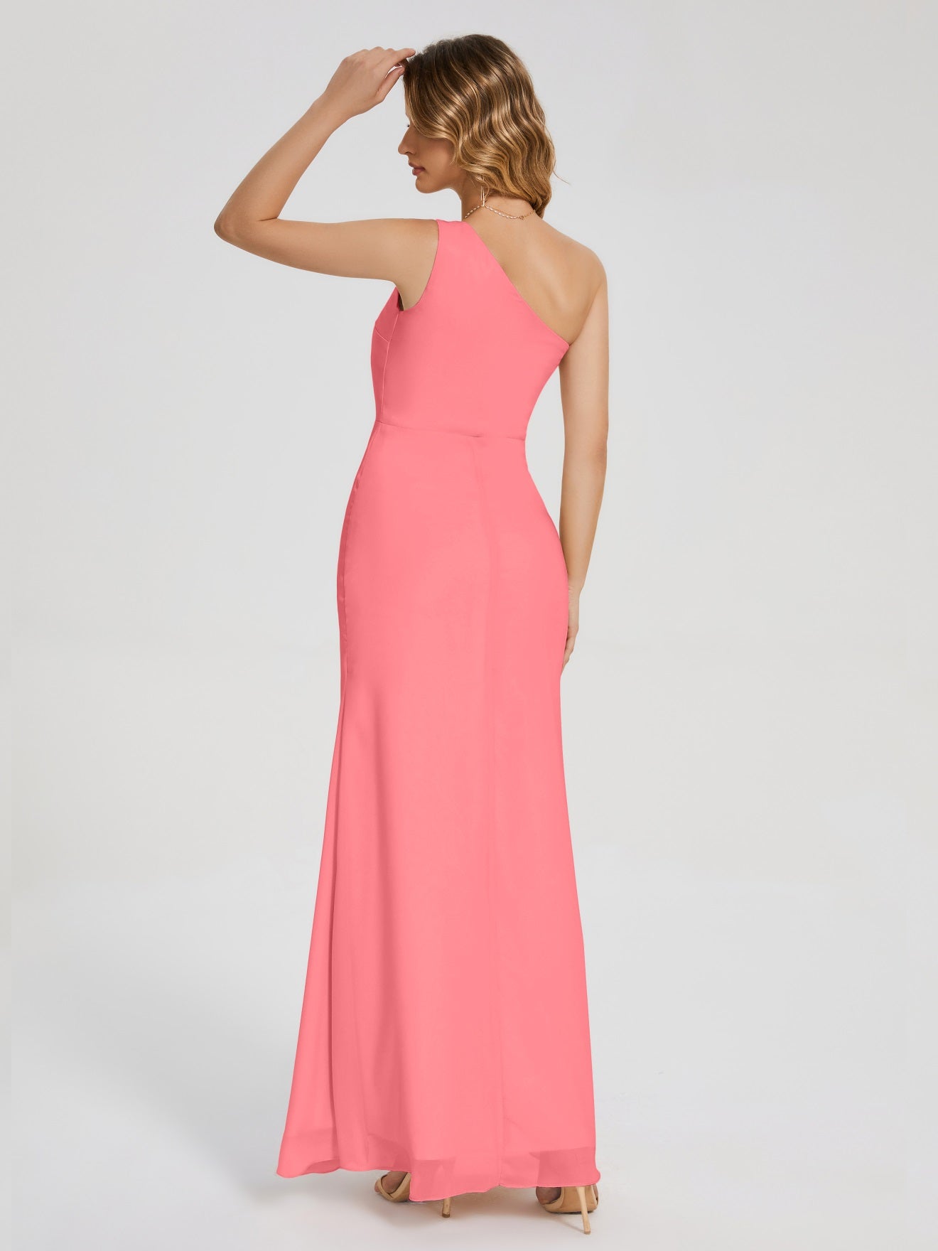 River Simple One-Shoulder-Träger Geschlitzt Chiffon Brautjungfernkleider