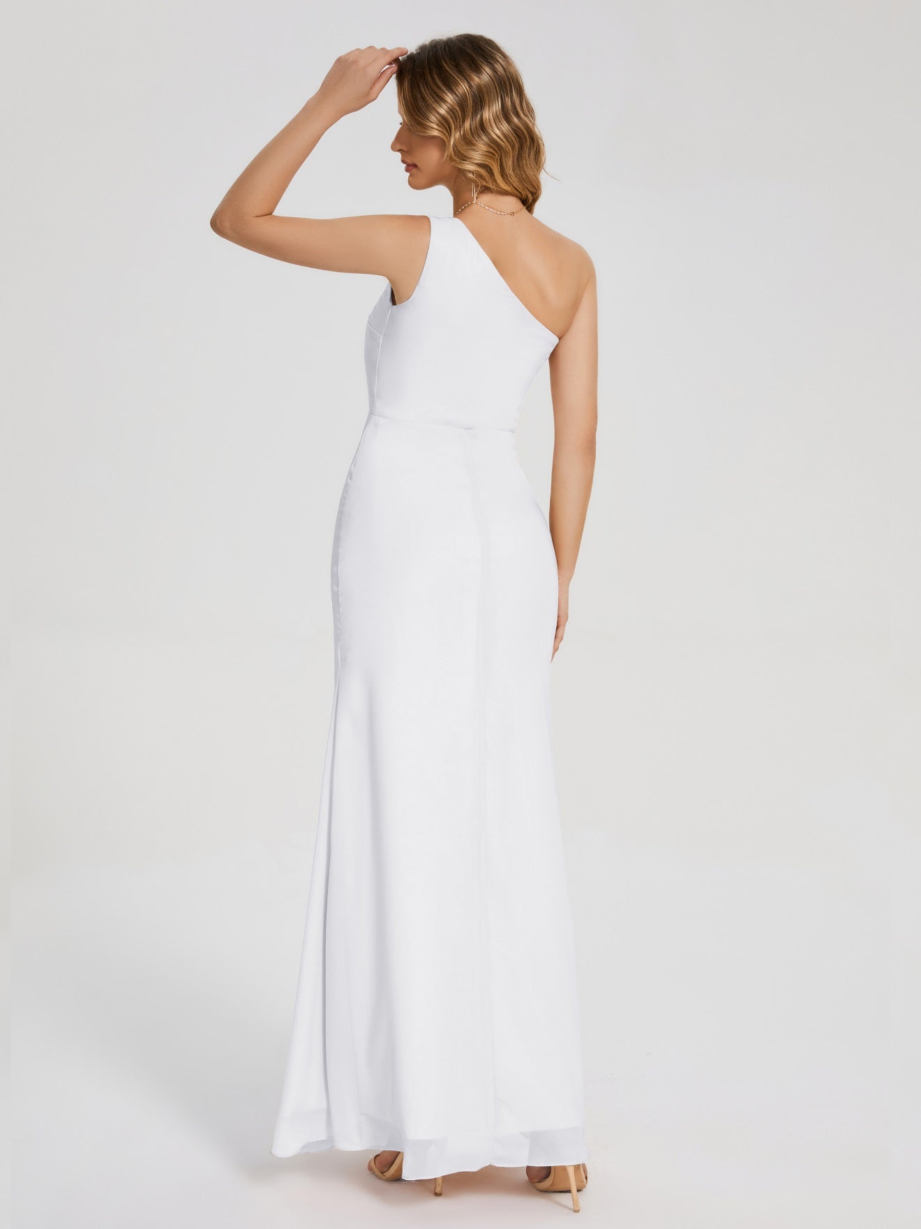 River Simple One-Shoulder-Träger Geschlitzt Chiffon Brautjungfernkleider