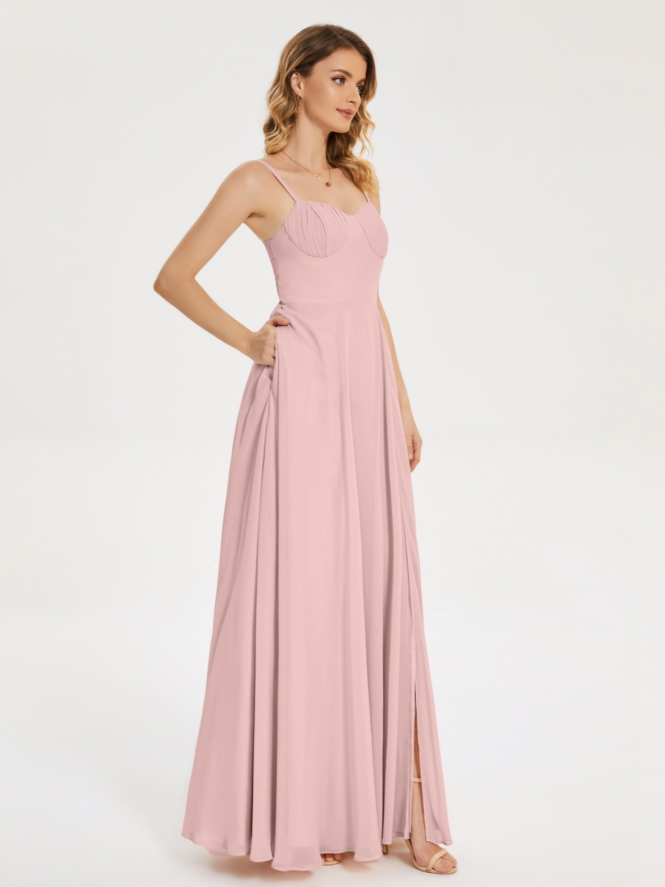 Ruth Neckholder Spaghettiträger Trägerlos Chiffon Brautjungfernkleider