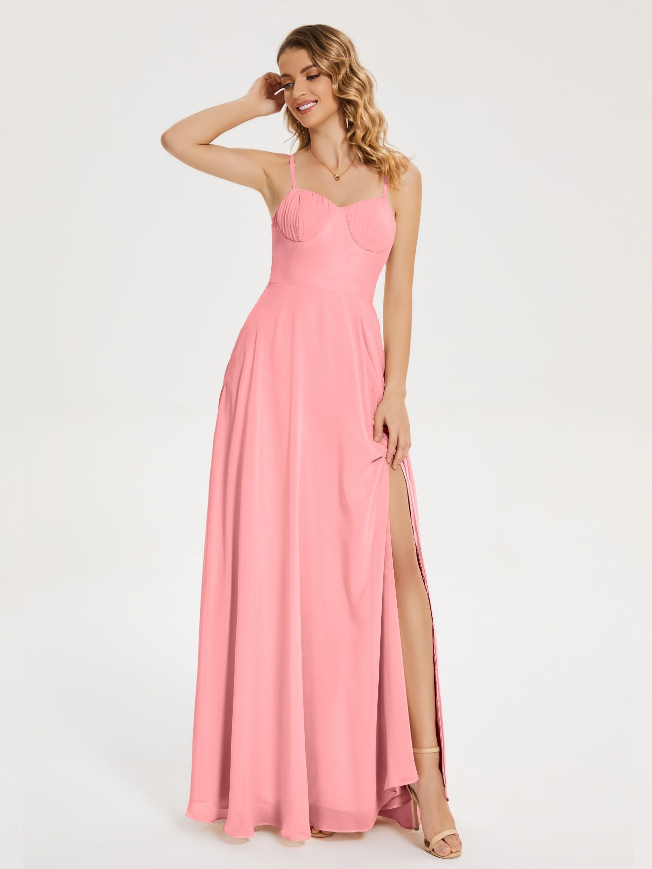 Ruth Neckholder Spaghettiträger Trägerlos Chiffon Brautjungfernkleider