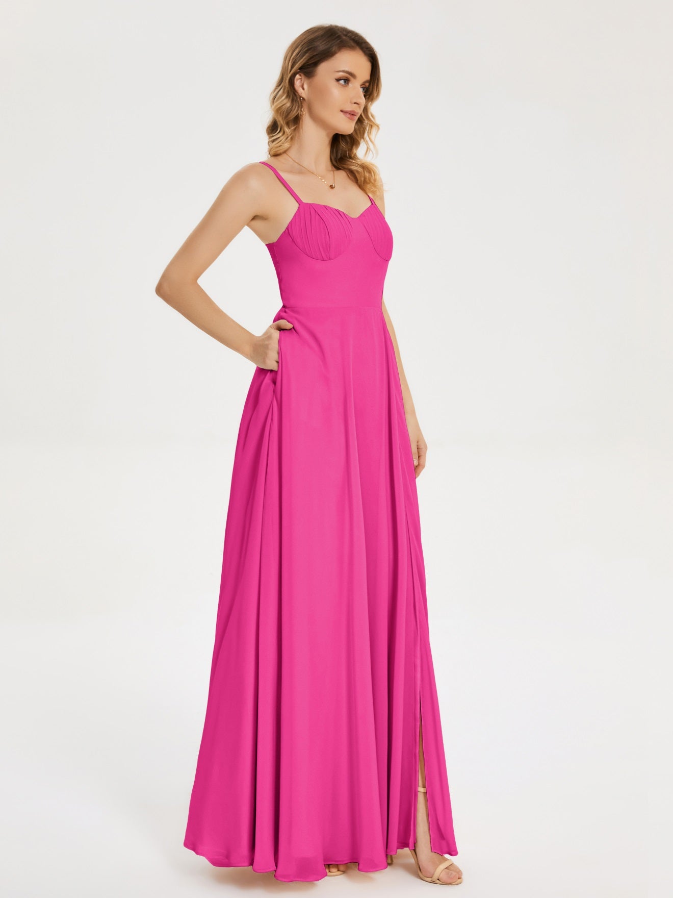 Ruth Neckholder Spaghettiträger Trägerlos Chiffon Brautjungfernkleider