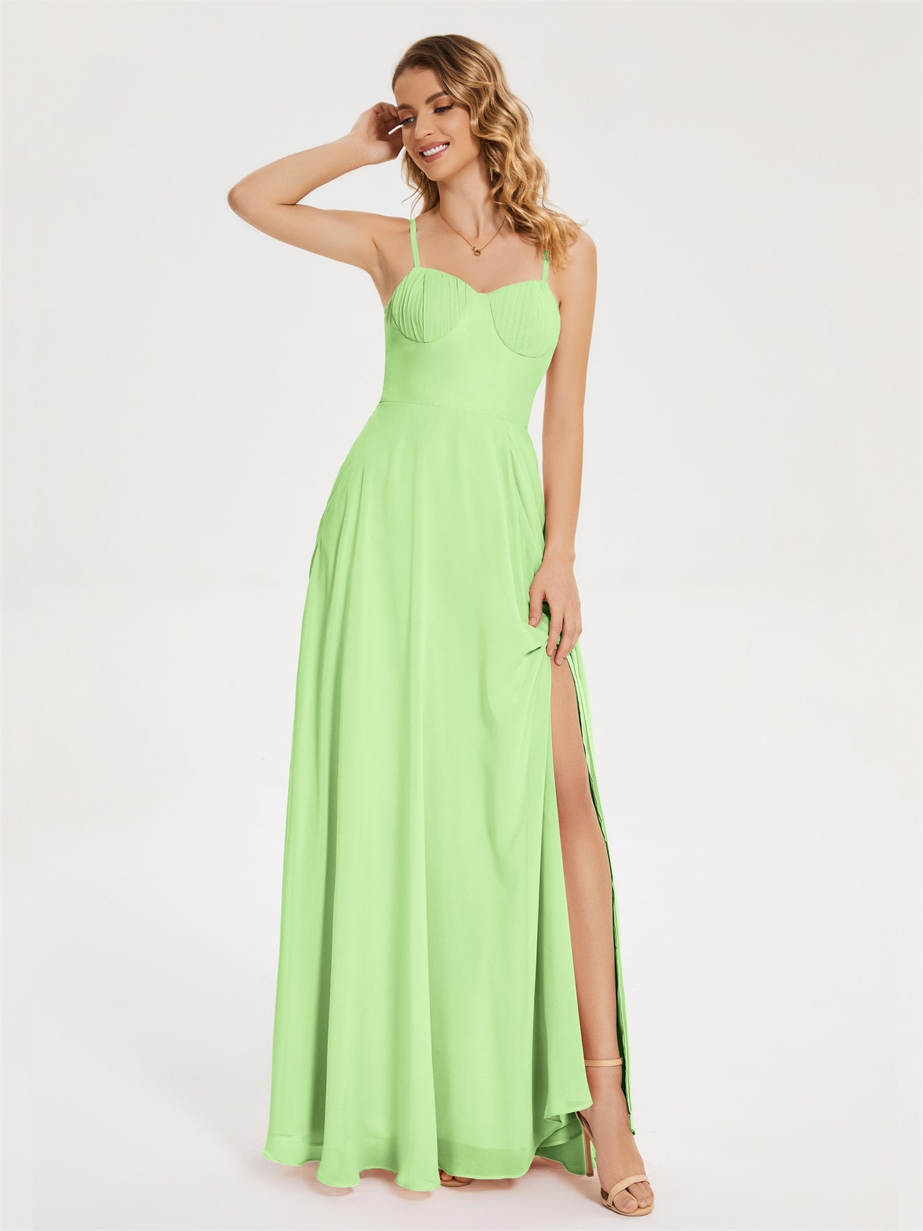 Ruth Neckholder Spaghettiträger Trägerlos Chiffon Brautjungfernkleider