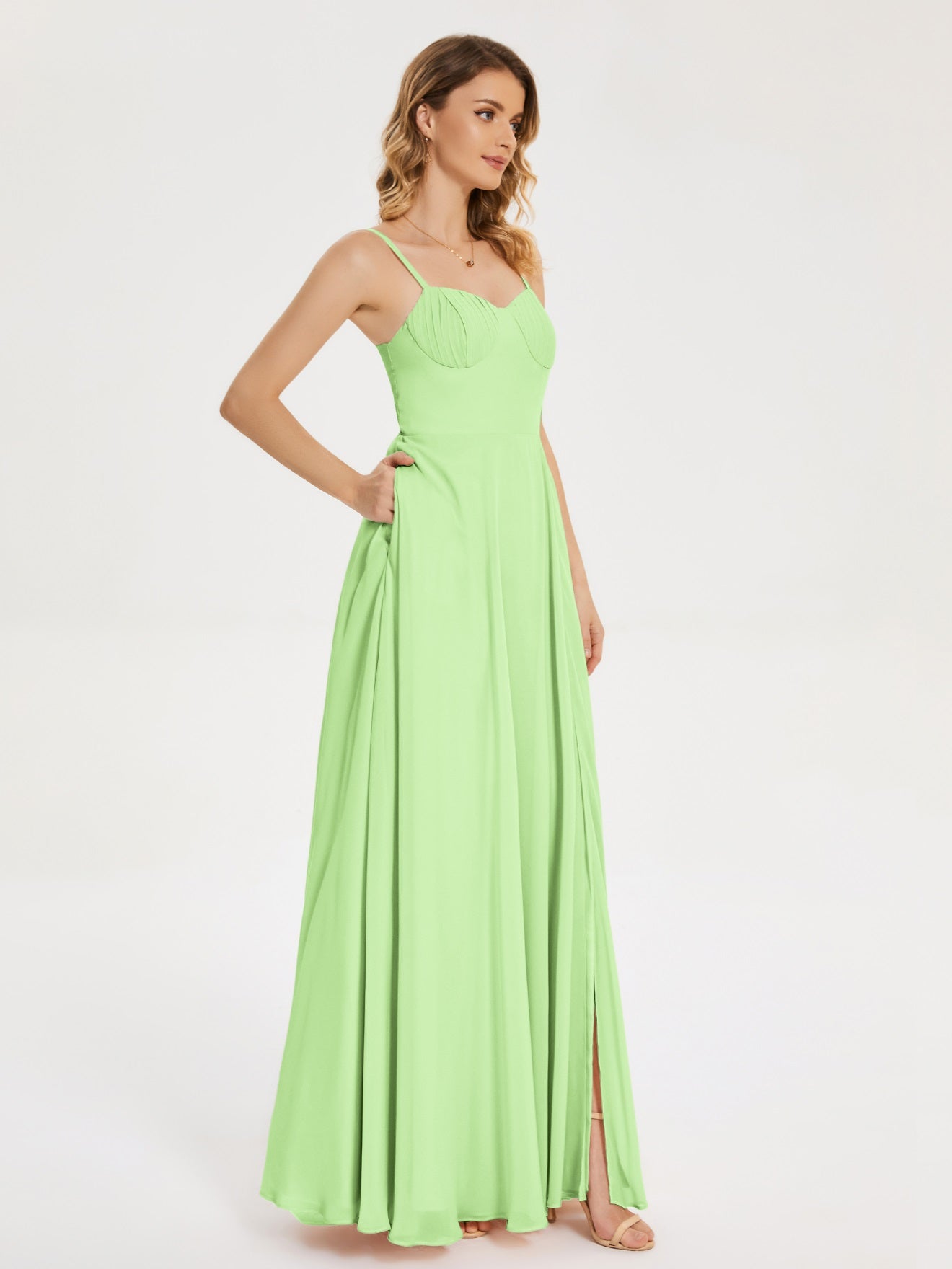 Ruth Neckholder Spaghettiträger Trägerlos Chiffon Brautjungfernkleider