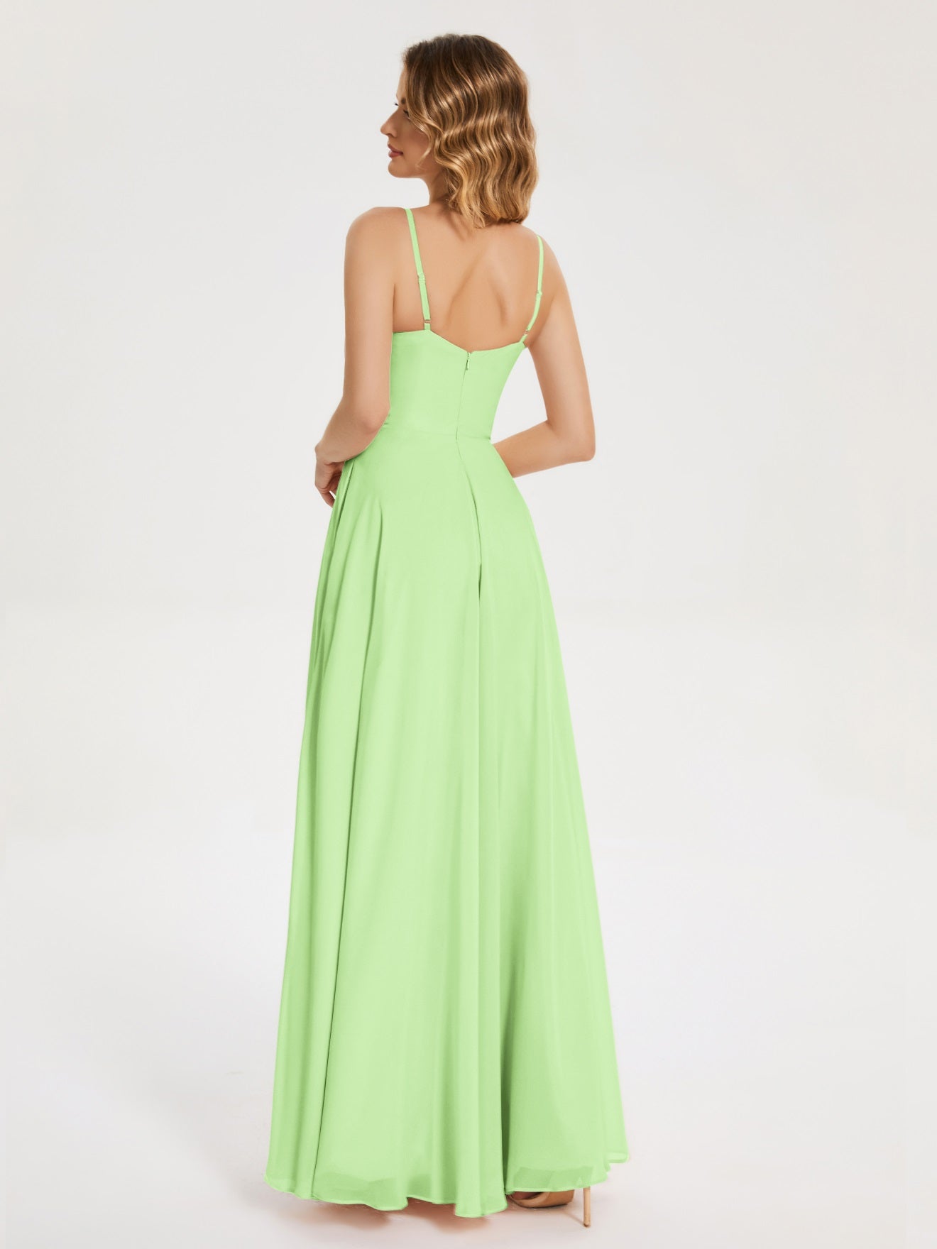 Ruth Neckholder Spaghettiträger Trägerlos Chiffon Brautjungfernkleider