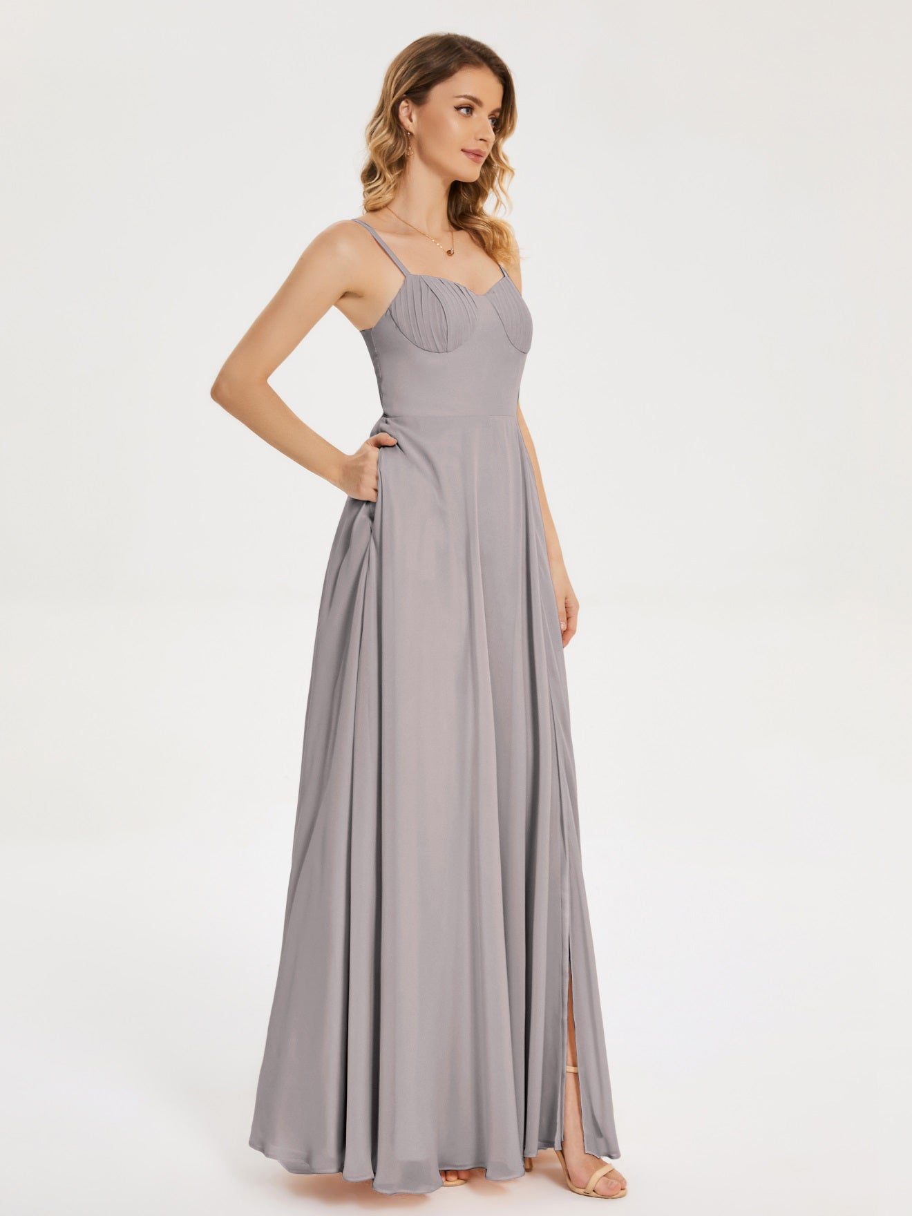 Ruth Neckholder Spaghettiträger Trägerlos Chiffon Brautjungfernkleider