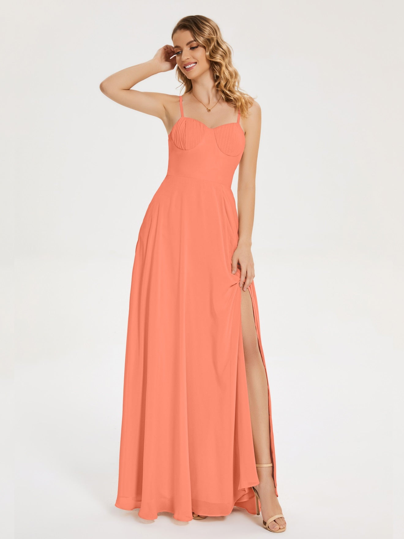 Ruth Neckholder Spaghettiträger Trägerlos Chiffon Brautjungfernkleider
