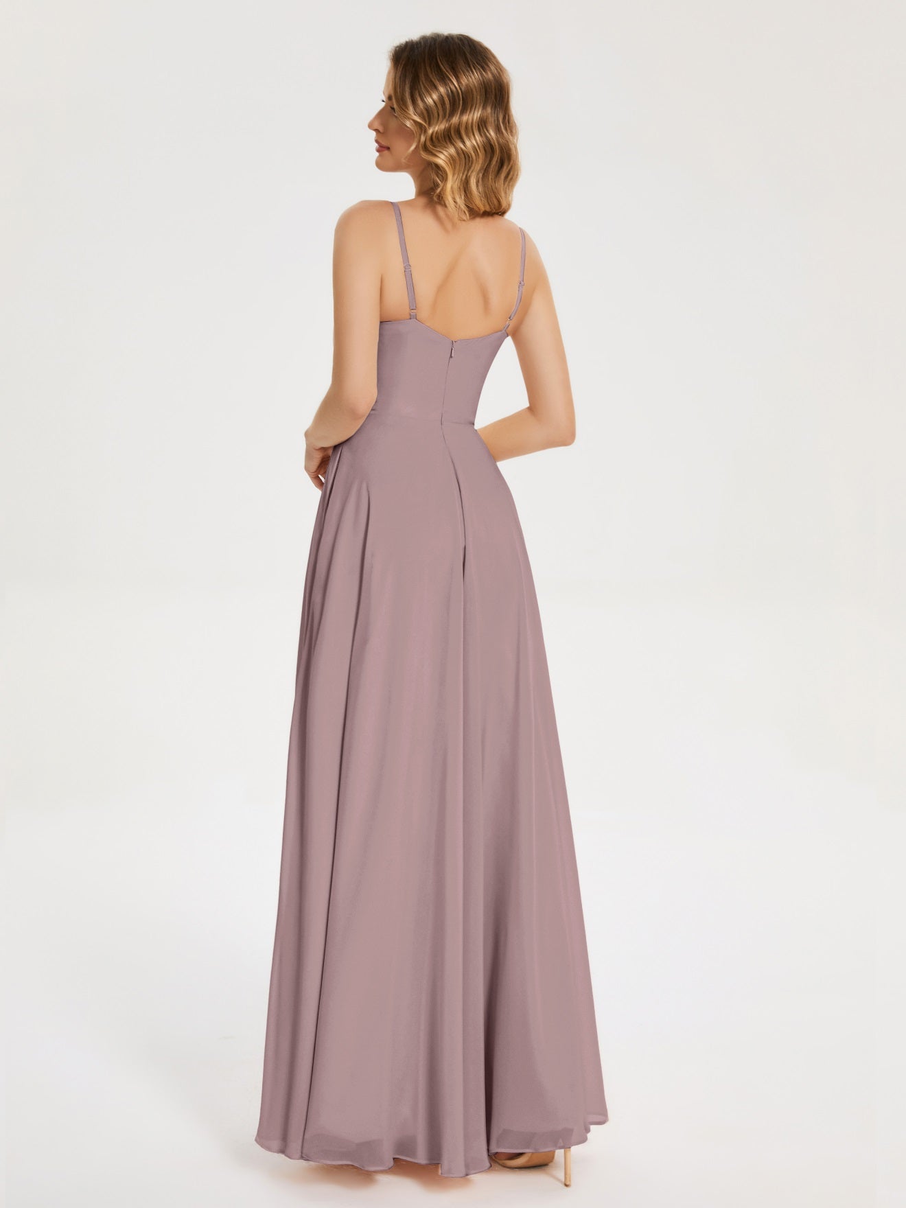 Ruth Neckholder Spaghettiträger Trägerlos Chiffon Brautjungfernkleider
