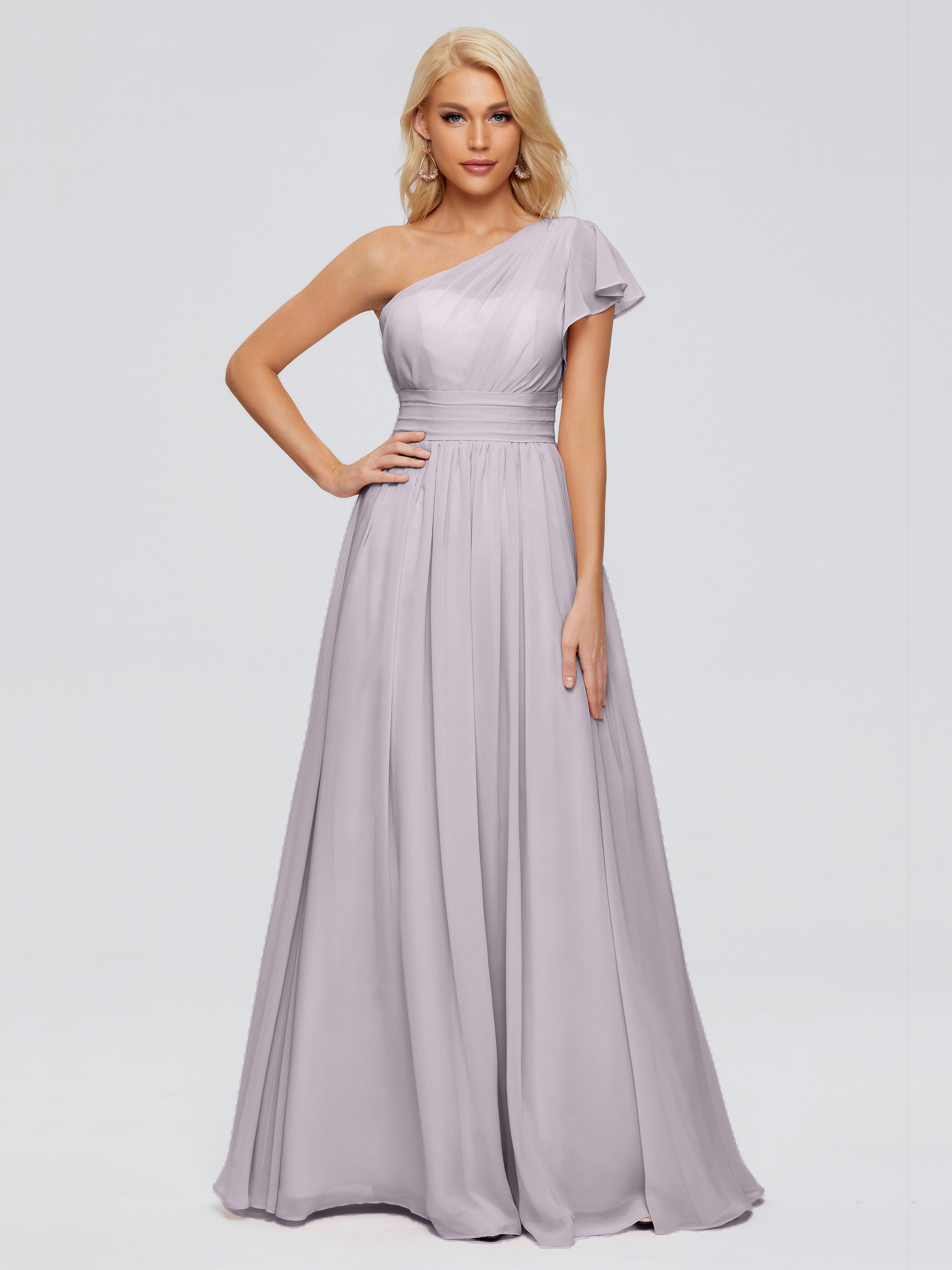 Rylee A-Linie Ein-Schulter Chiffon Brautjungfernkleider