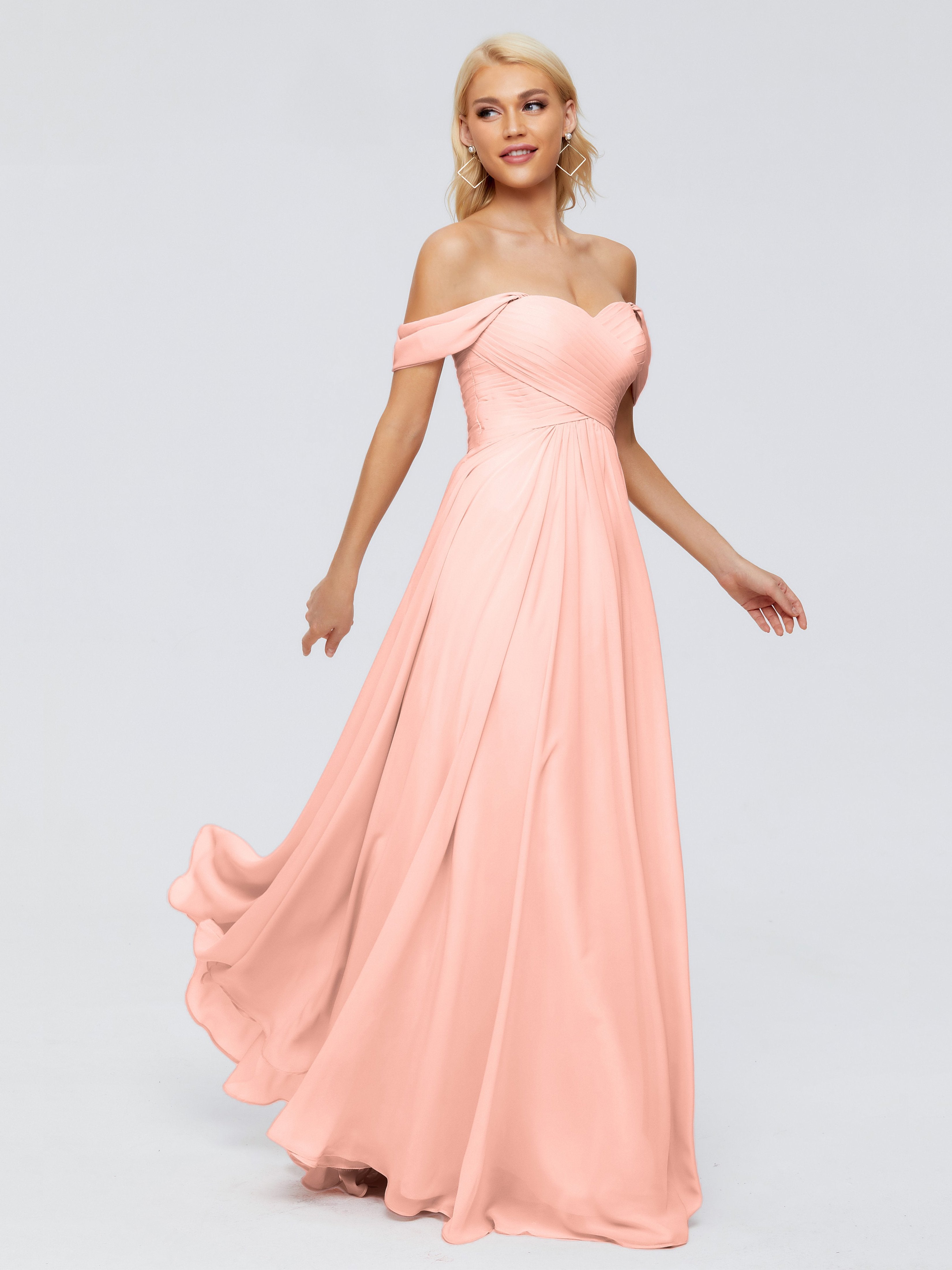 Trinity A-Linie Schulterfrei Lange Chiffon Brautjungfernkleider