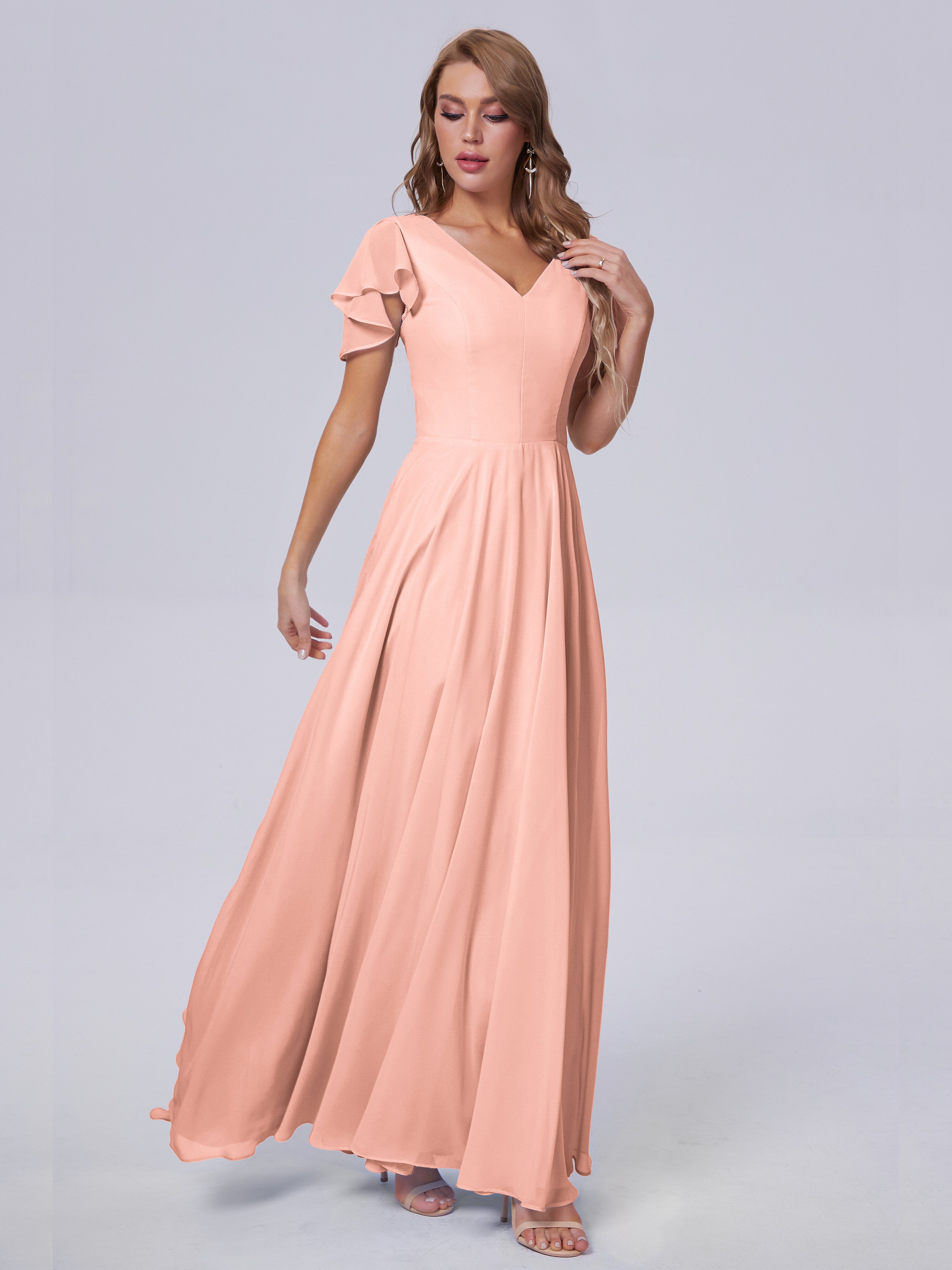 Anastasia Kurze Ärmel Chiffon Brautjungfernkleider