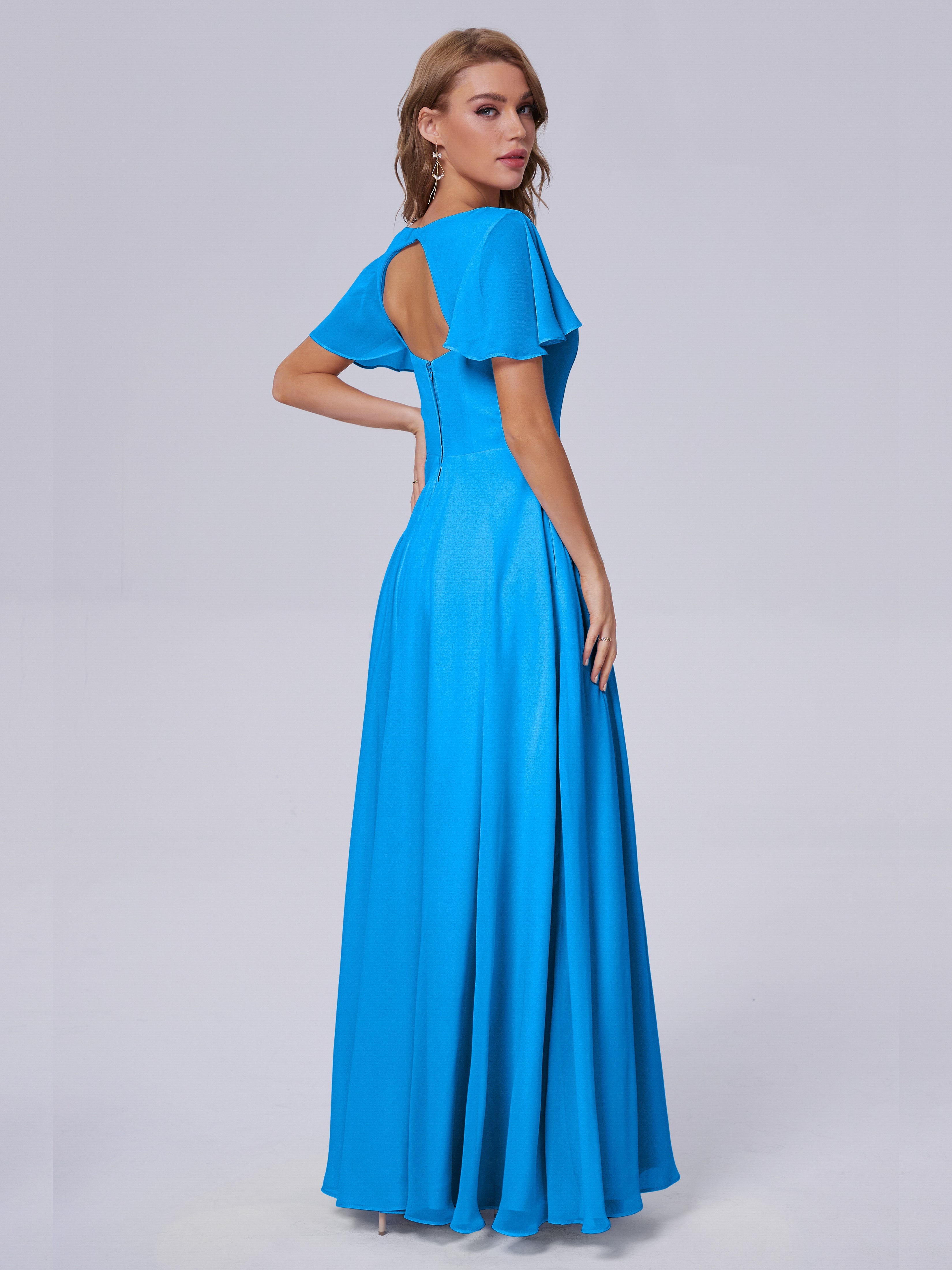 Anastasia Kurze Ärmel Chiffon Brautjungfernkleider