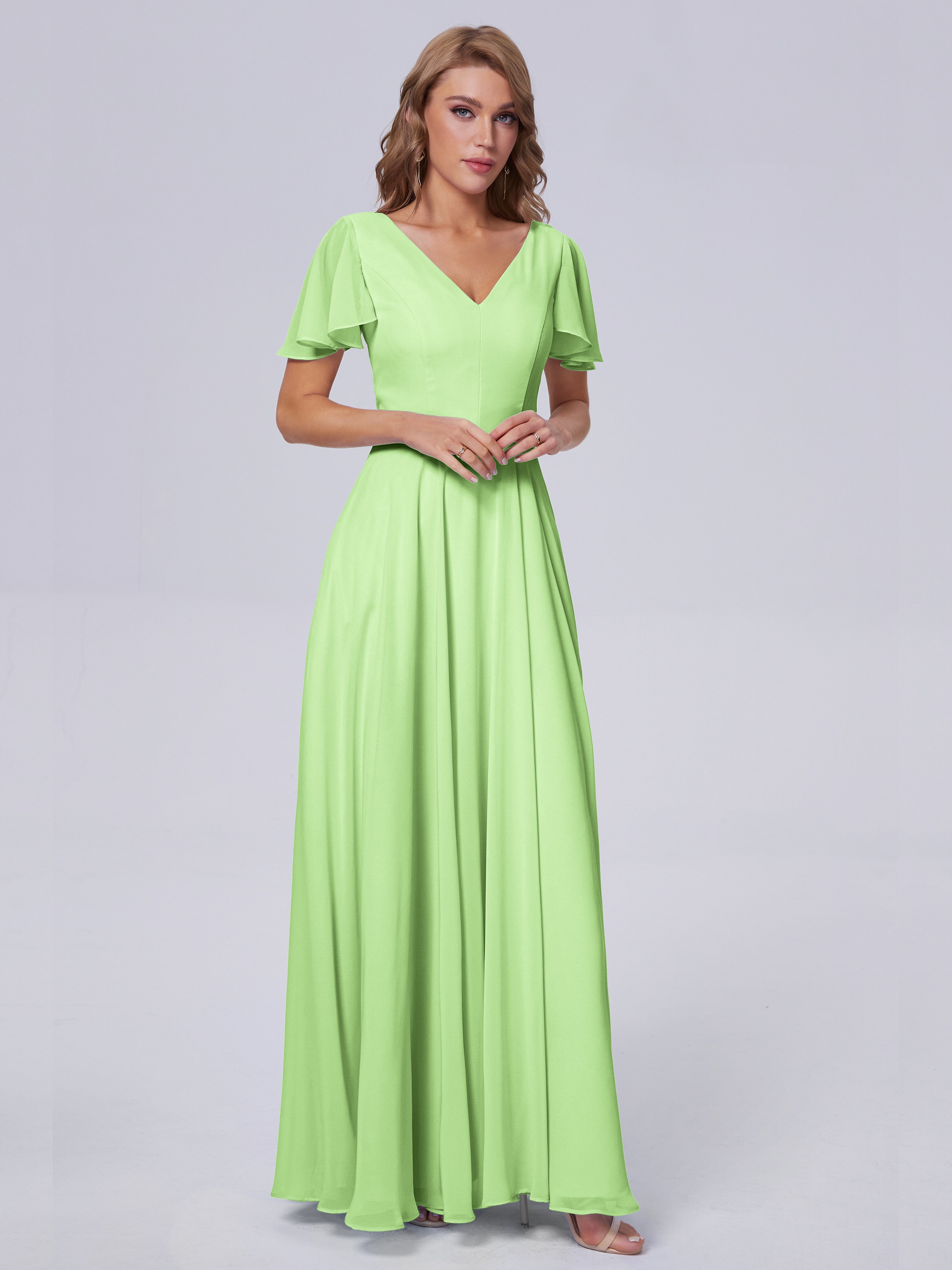 Anastasia Kurze Ärmel Chiffon Brautjungfernkleider