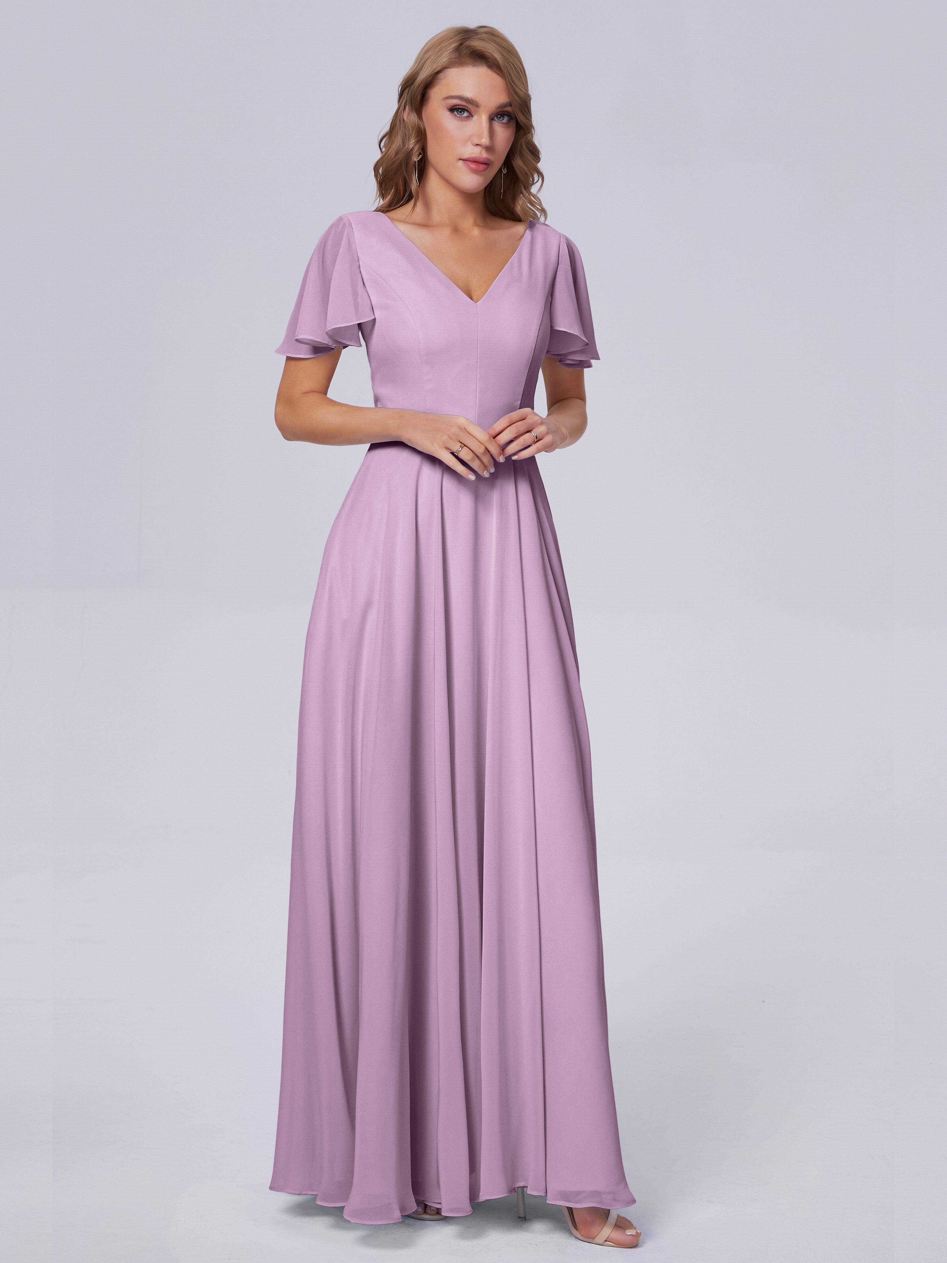 Anastasia Kurze Ärmel Chiffon Brautjungfernkleider