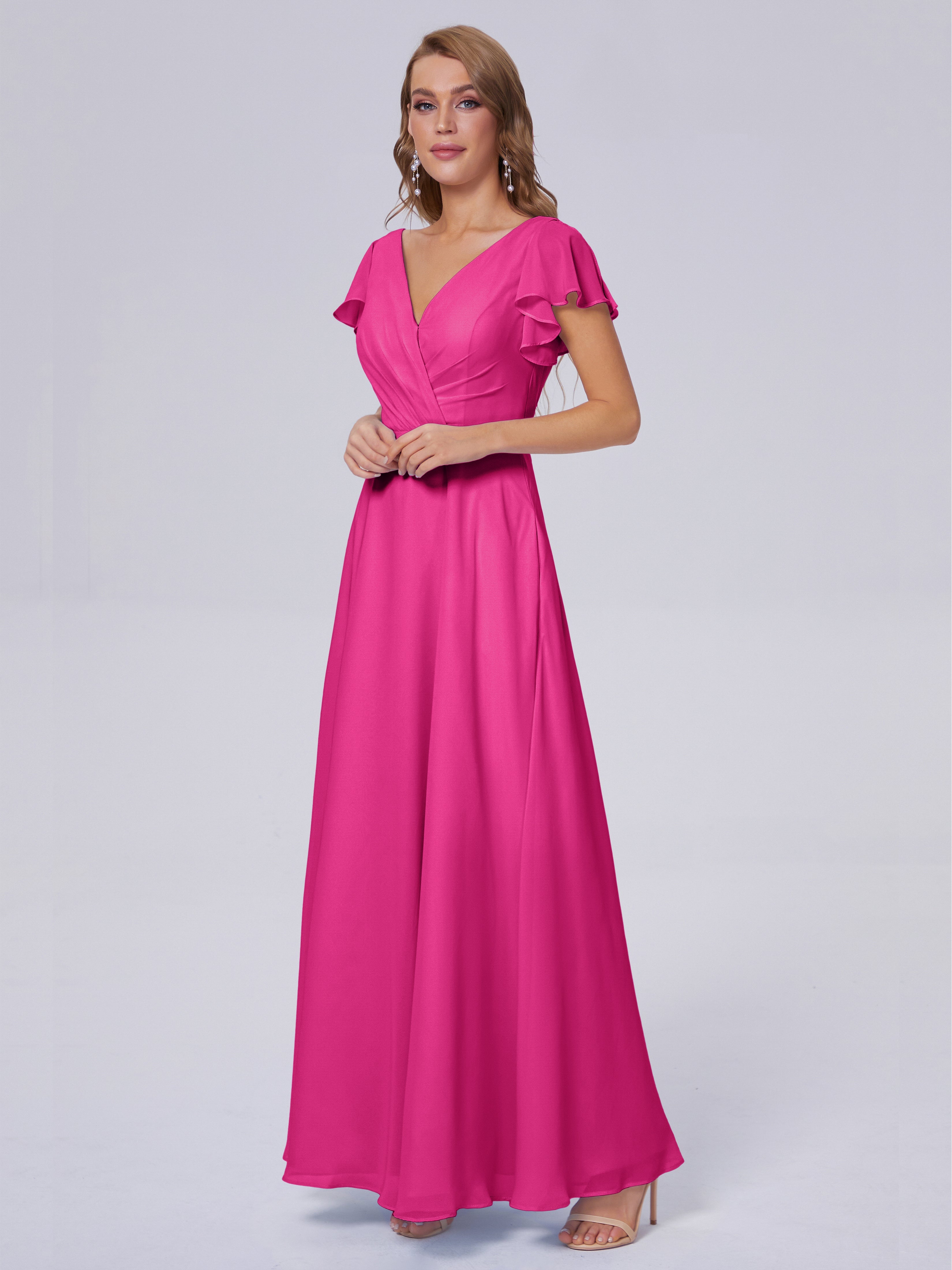Genevieve V-Ausschnitt Chiffon Brautjungfernkleider