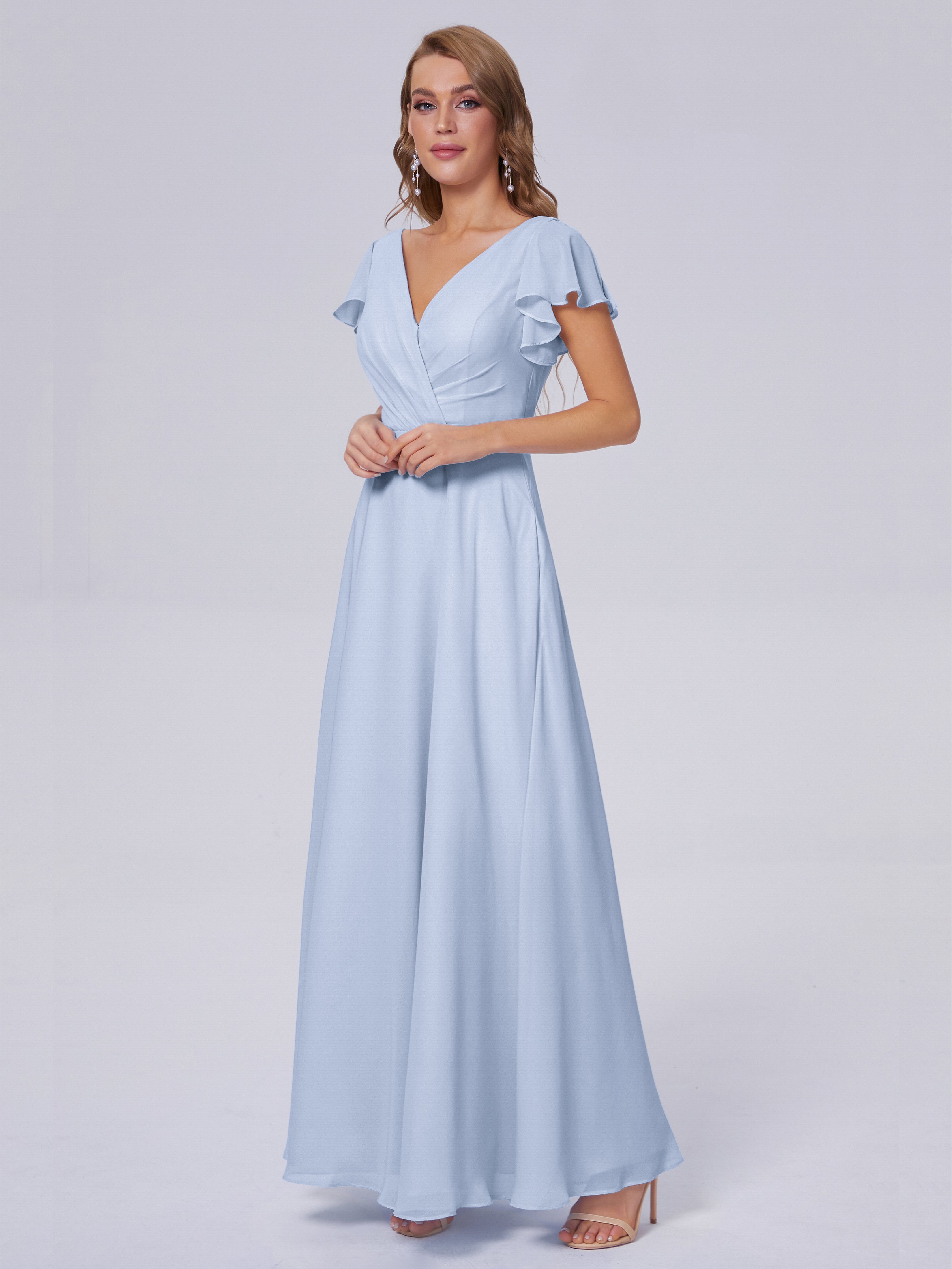 Genevieve V-Ausschnitt Chiffon Brautjungfernkleider