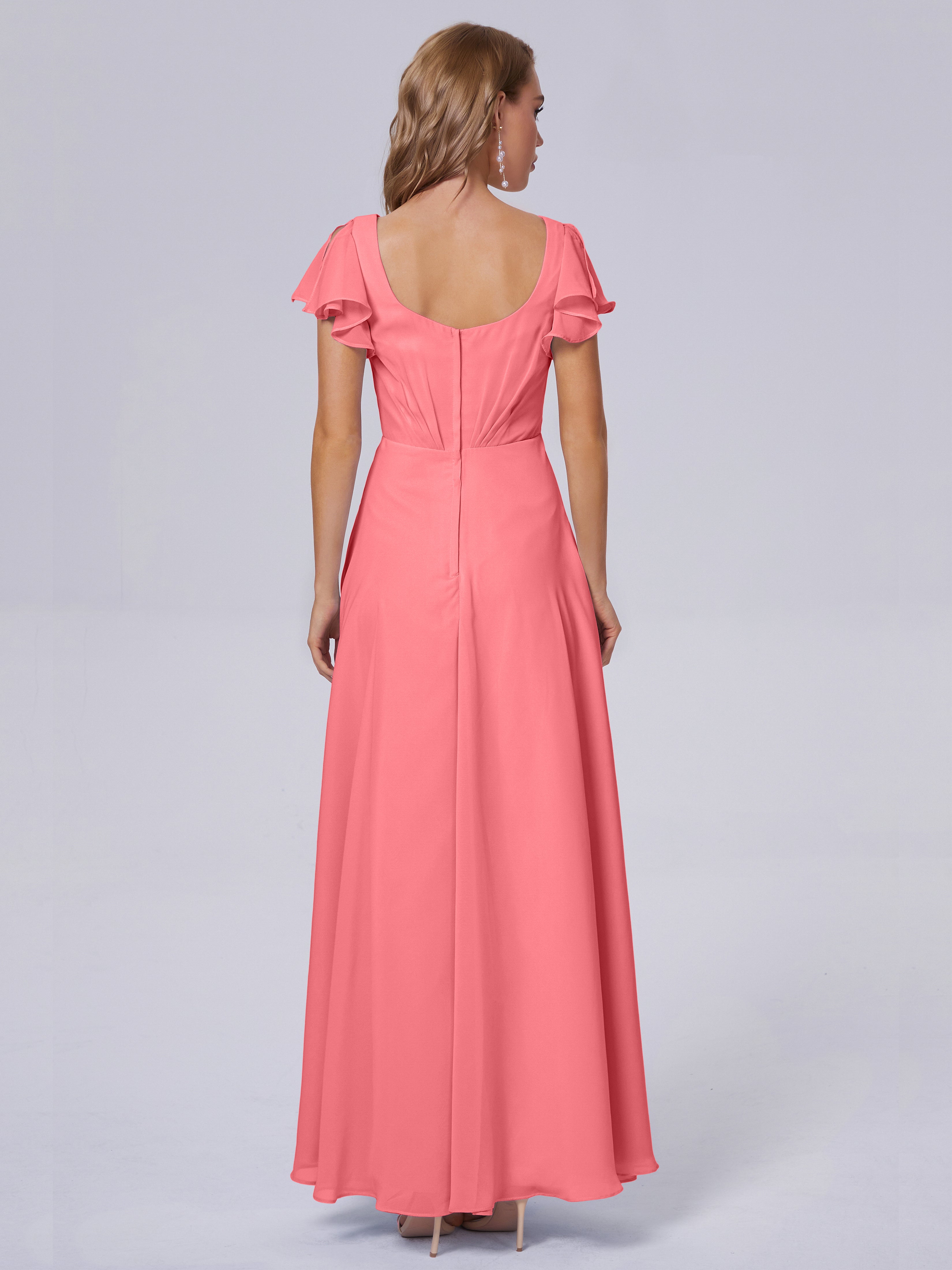 Genevieve V-Ausschnitt Chiffon Brautjungfernkleider