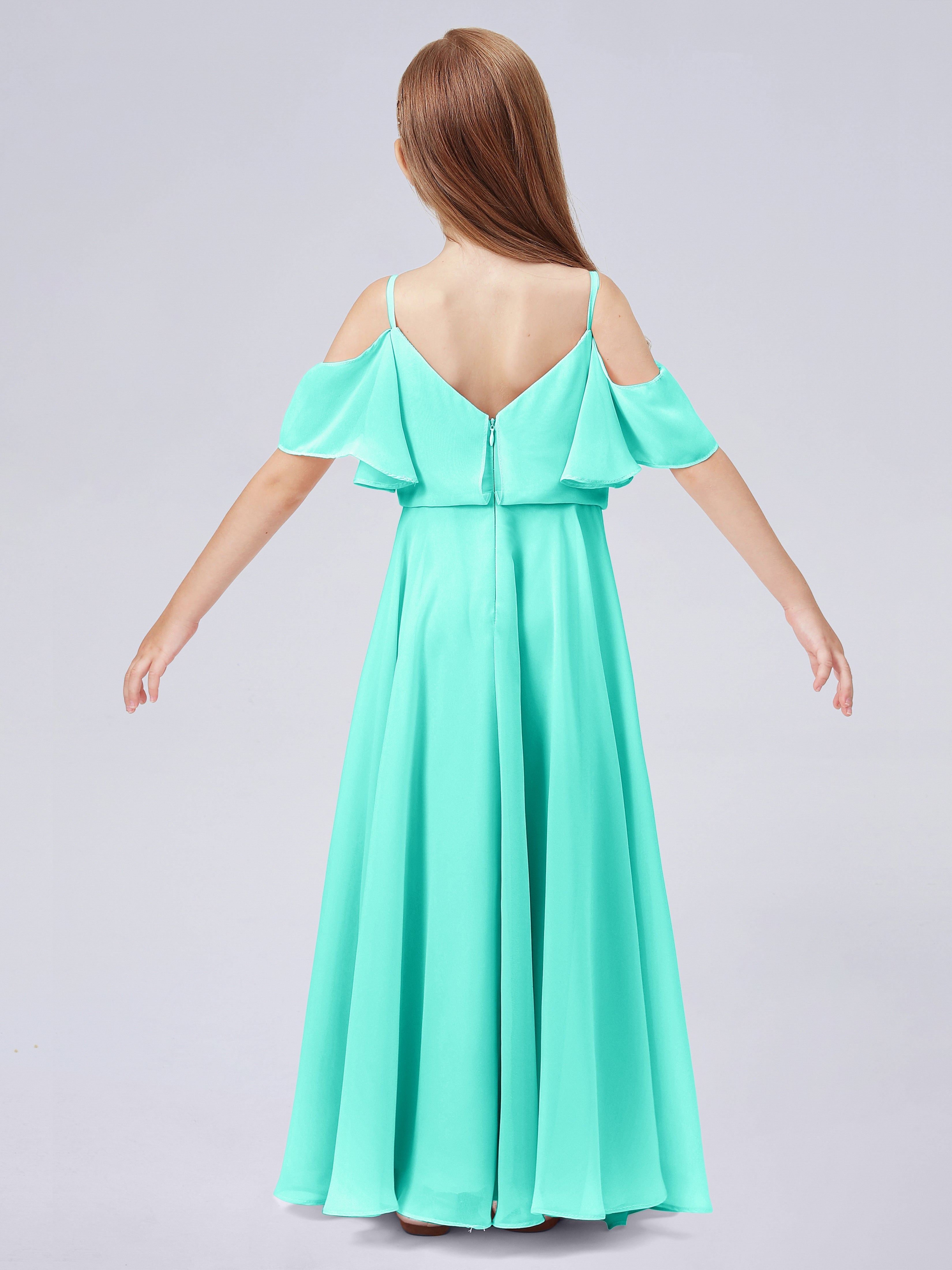 Schulterfreies Kleid Für Junge Brautjungfern mit Rüschen