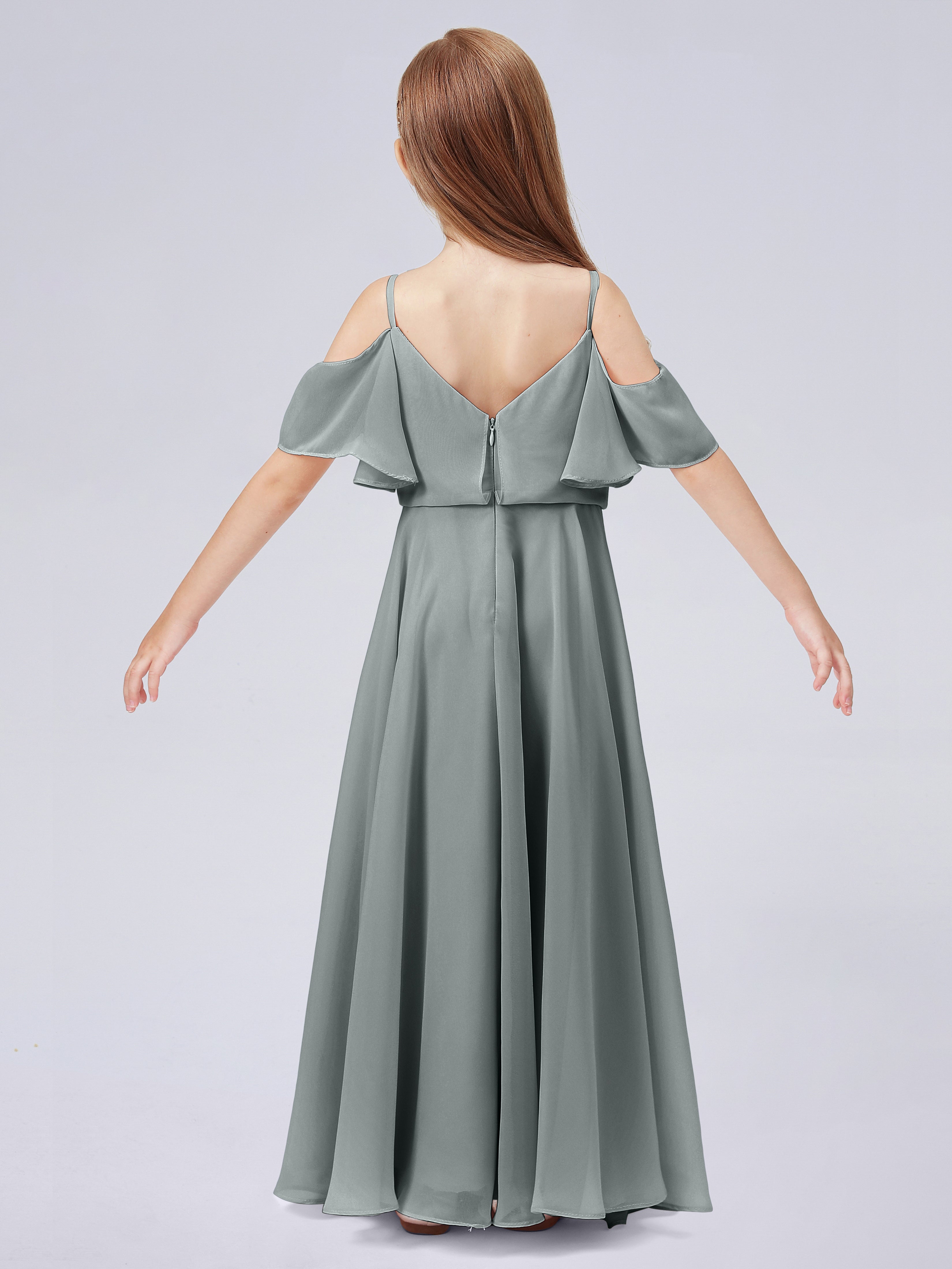 Schulterfreies Kleid Für Junge Brautjungfern mit Rüschen