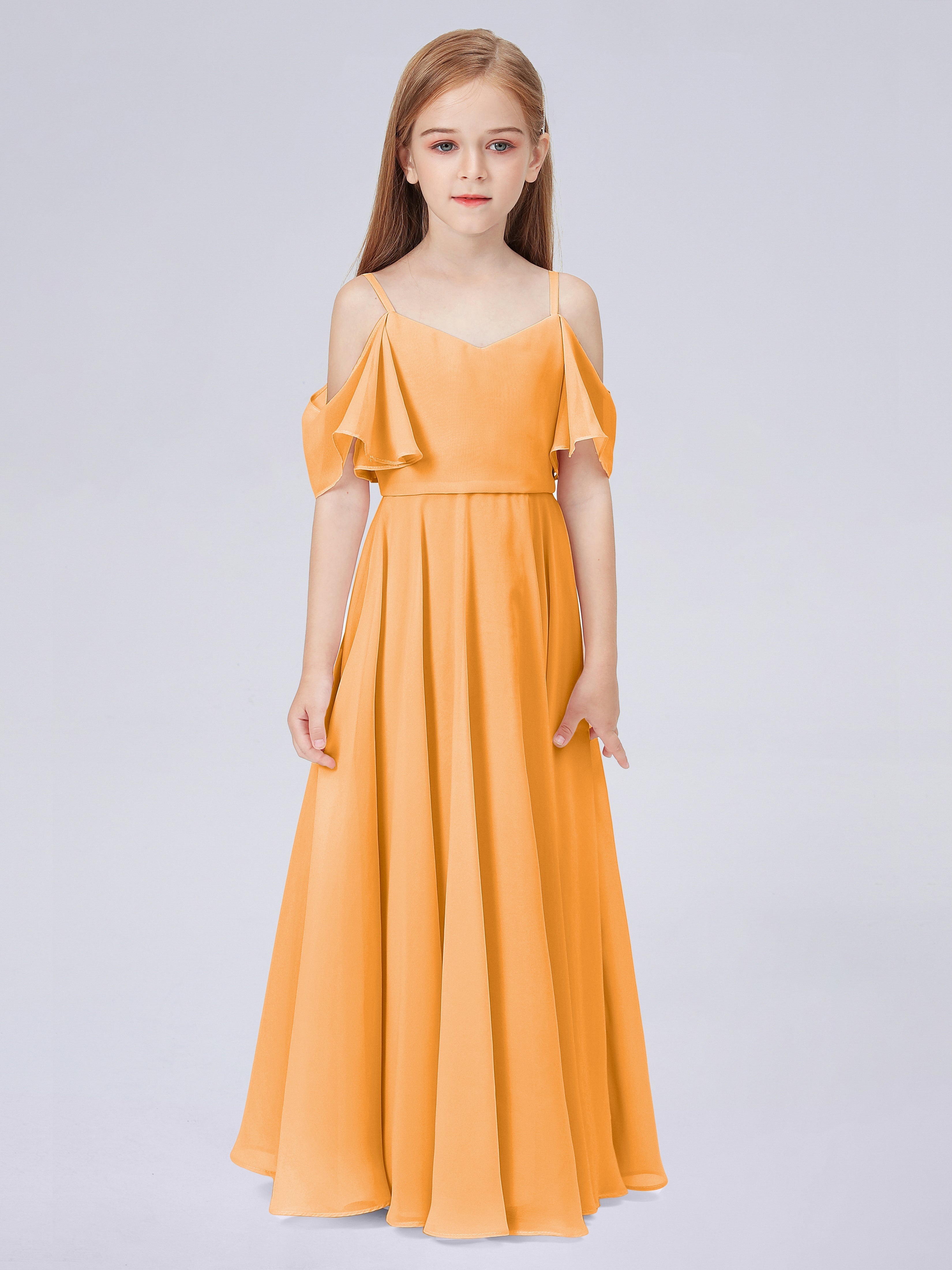 Schulterfreies Kleid Für Junge Brautjungfern mit Rüschen