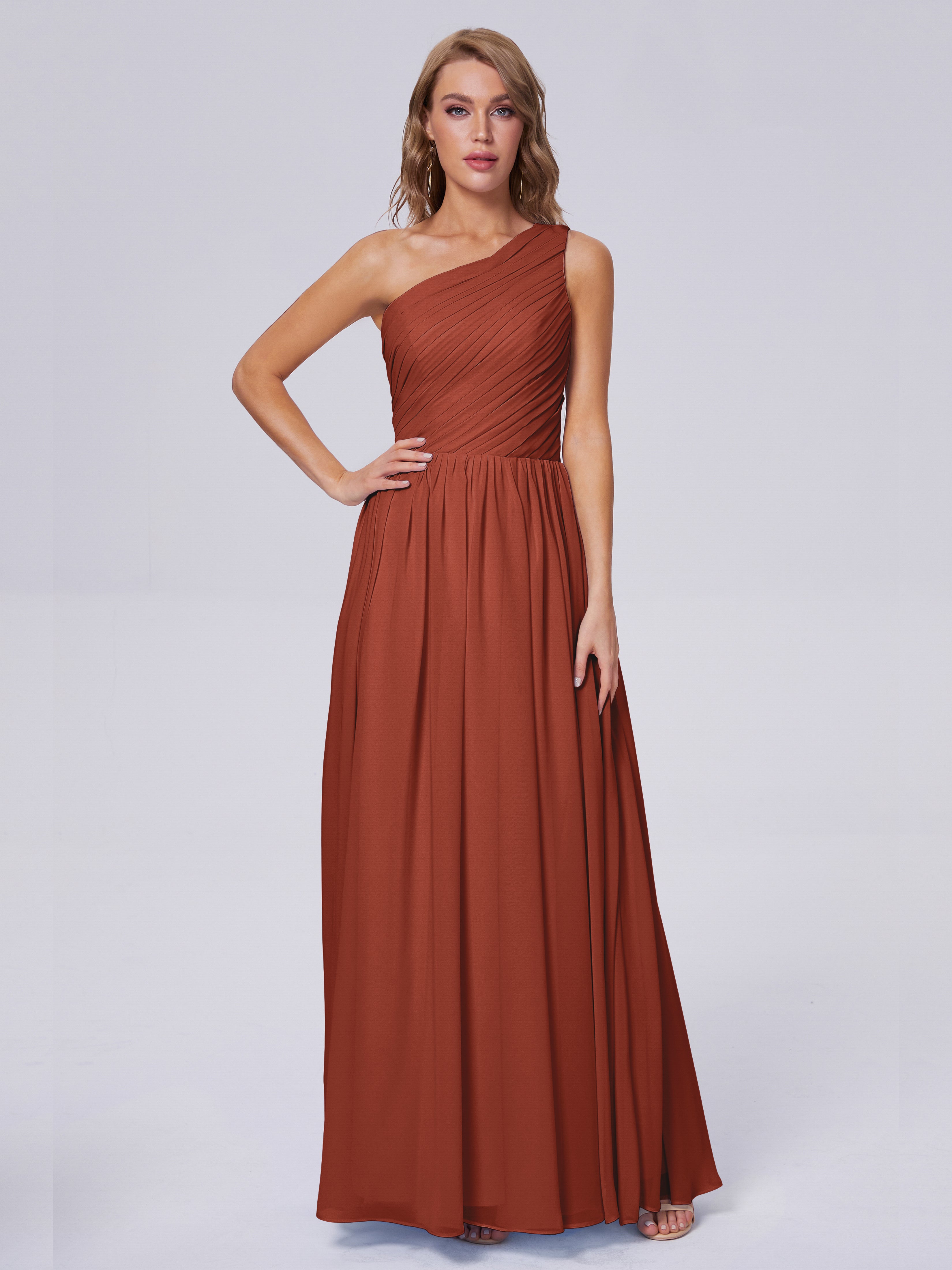 Paige One-Shoulder-Chiffon-Brautjungfernkleider