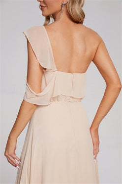 Paislee One-Shoulder-Träger Chiffon Brautjungfernkleider Mit Rüschen