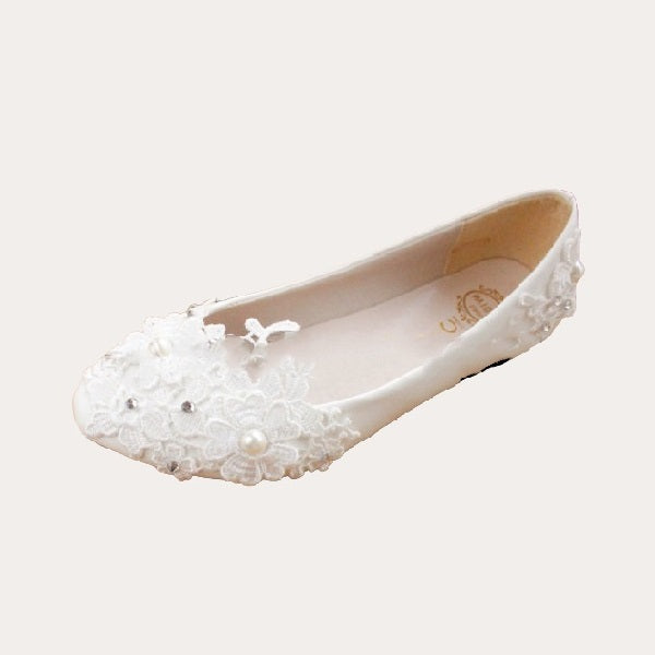Klassische Spitze Floral Diamante Perle verschönert Hochzeit Schuhe