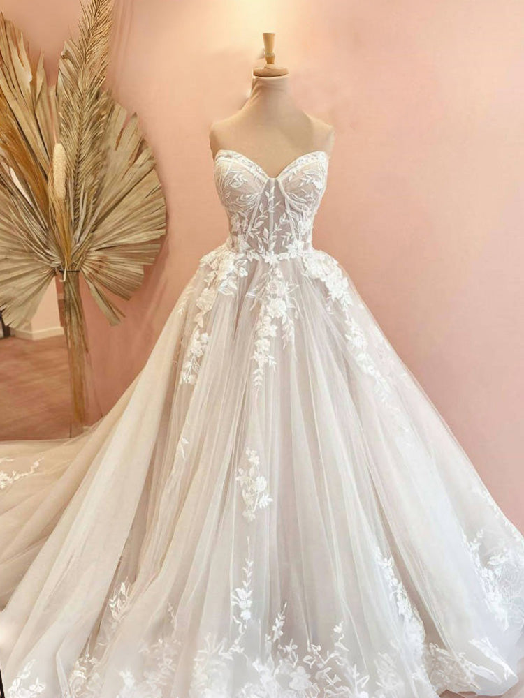 Prinzessin Spitze Brautkleid Sweetheart mit Appliques Brautkleid