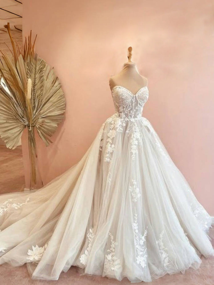 Prinzessin Spitze Brautkleid Sweetheart mit Appliques Brautkleid