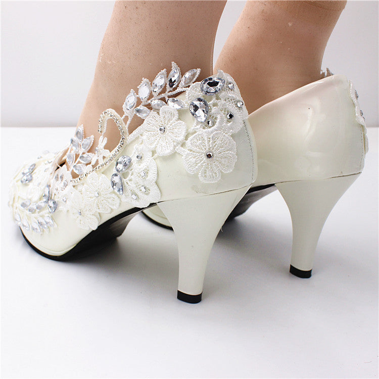 Wunderschöne Diamante Blade Spitze Blume Hochzeit Schuhe