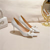 Süße Elegante Satin Perle Dekoration Diamante Liebe Ferse Hochzeit Schuhe