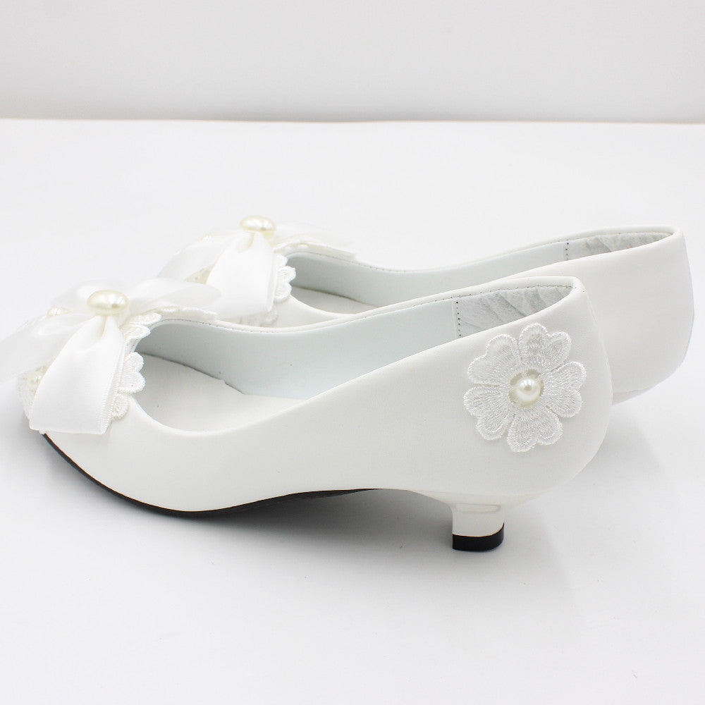 Süße Satin Schleife oval Perle verschönert Hochzeit Schuhe