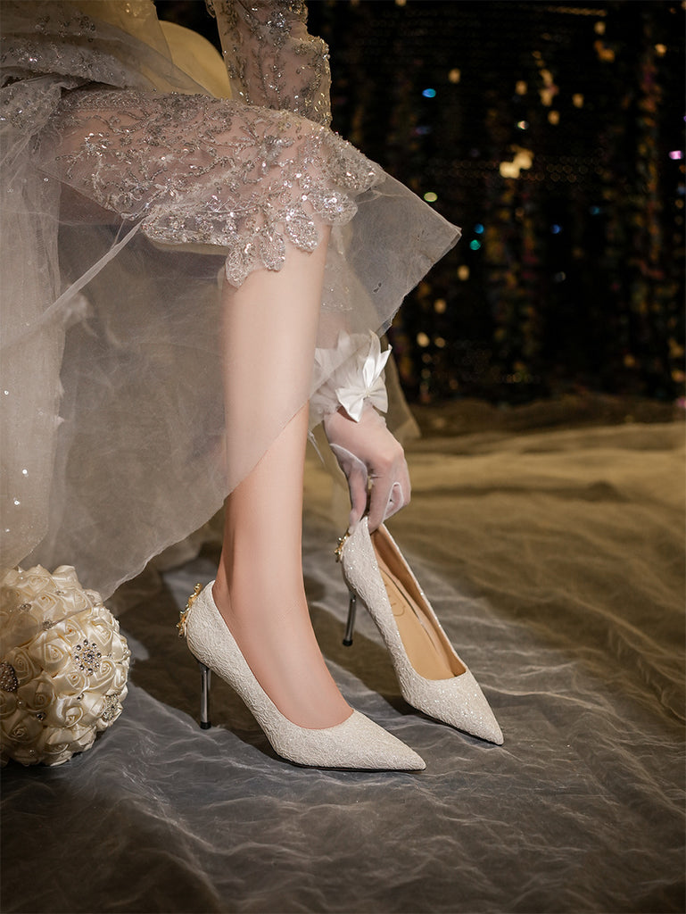 Atemberaubende Damen High Heels mit Diamanten Hochzeitsschuhe
