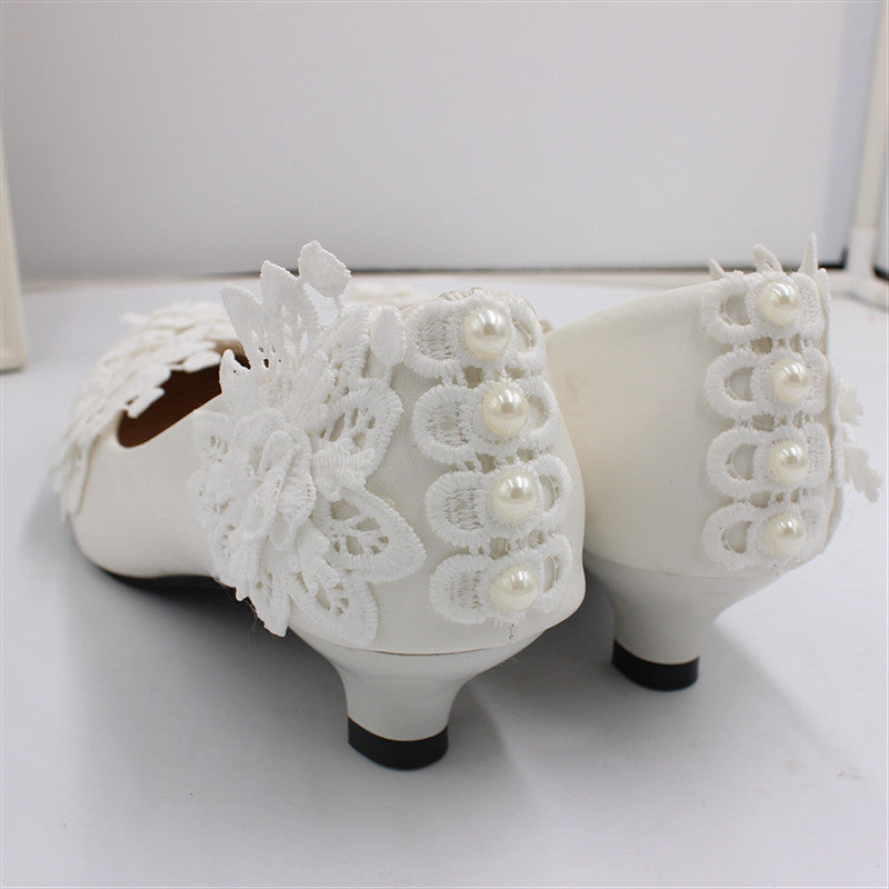Elegant Spitze Blume Perle Fußkettchen Hochzeit Schuhe