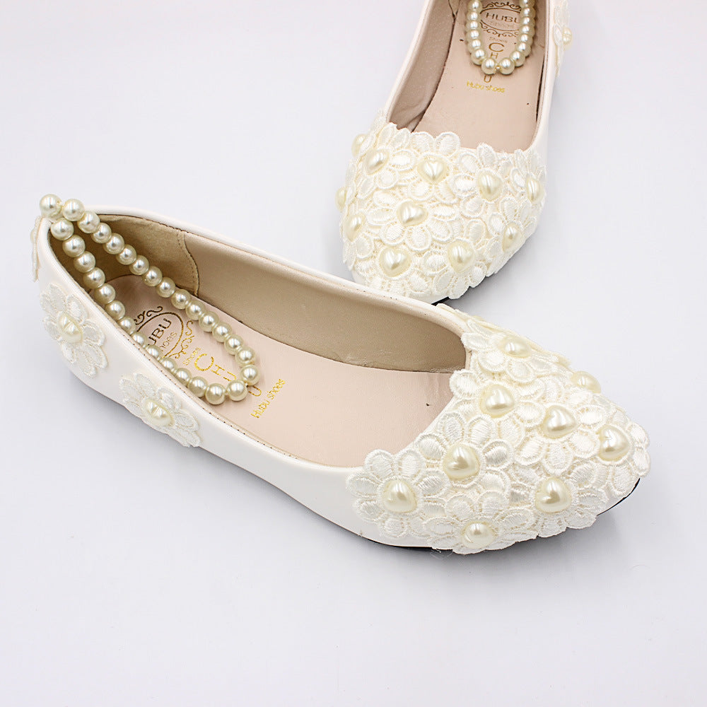 Süßes Herz Perle kleine Blume Hochzeit Schuhe