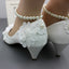 Elegante Pure White Tea Blume Perle Fußkettchen Hochzeit Schuhe