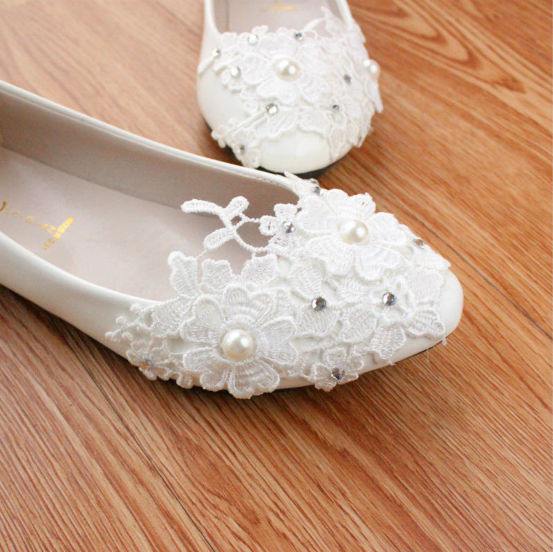 Klassische Spitze Floral Diamante Perle verschönert Hochzeit Schuhe